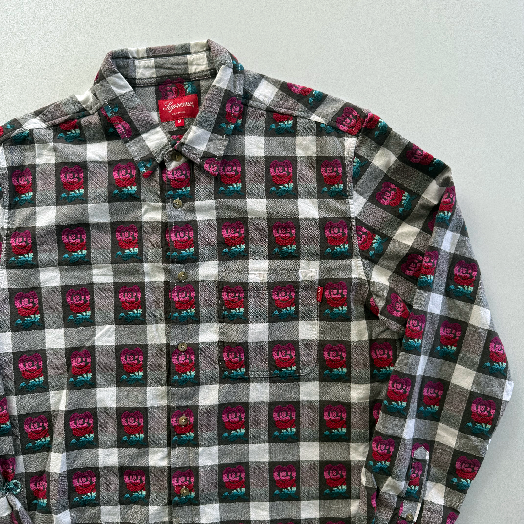 Supreme SS19 Rose Buffalo Plaid Flannel Shirt