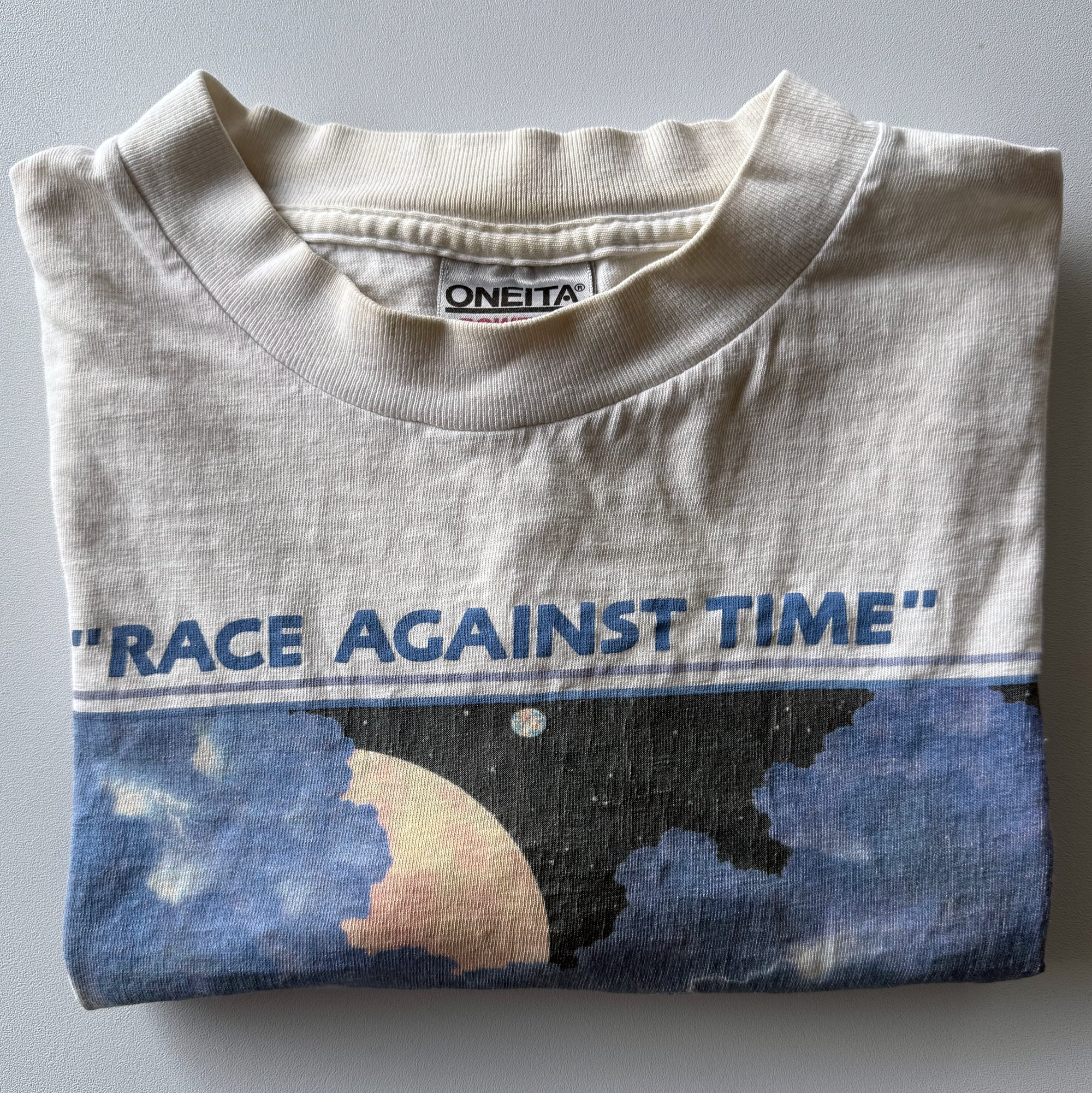 Vintage 1993 "Race Against Time" Earth Day Climate Change Tee