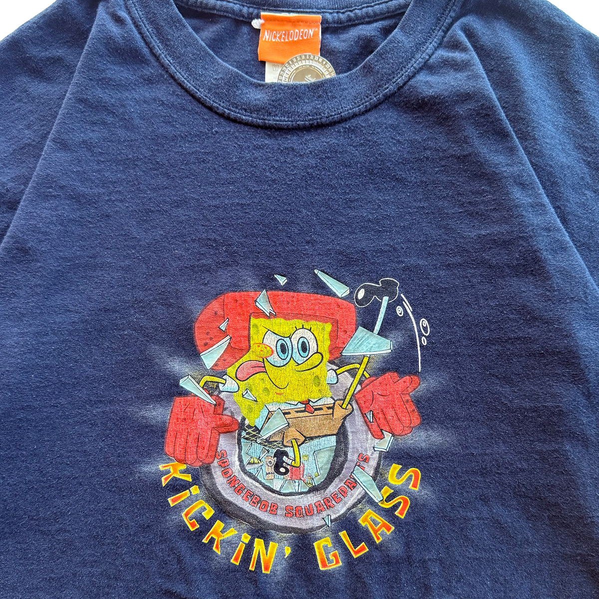 Vintage 2003 SpongeBob SquarePants Kickin Glass Karate Tee