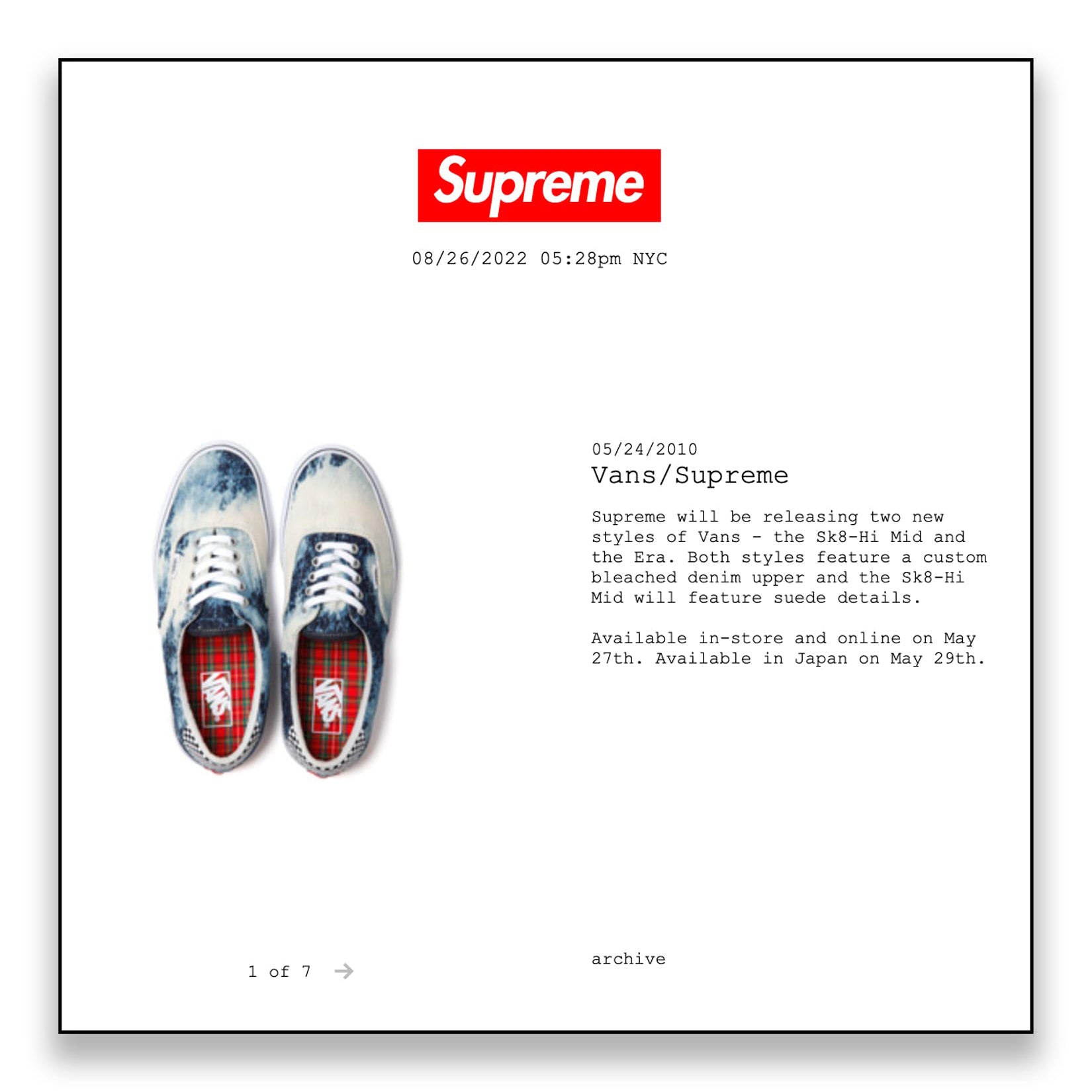 Supreme x Vans SS10 Bleached Denim Era Style 46