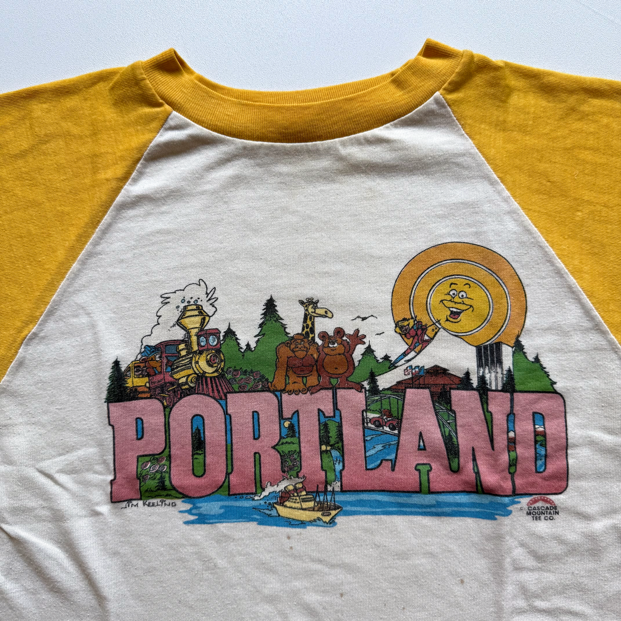 Vintage 1980s Portland Oregon Cascade Mountain Tee Co Raglan Tee