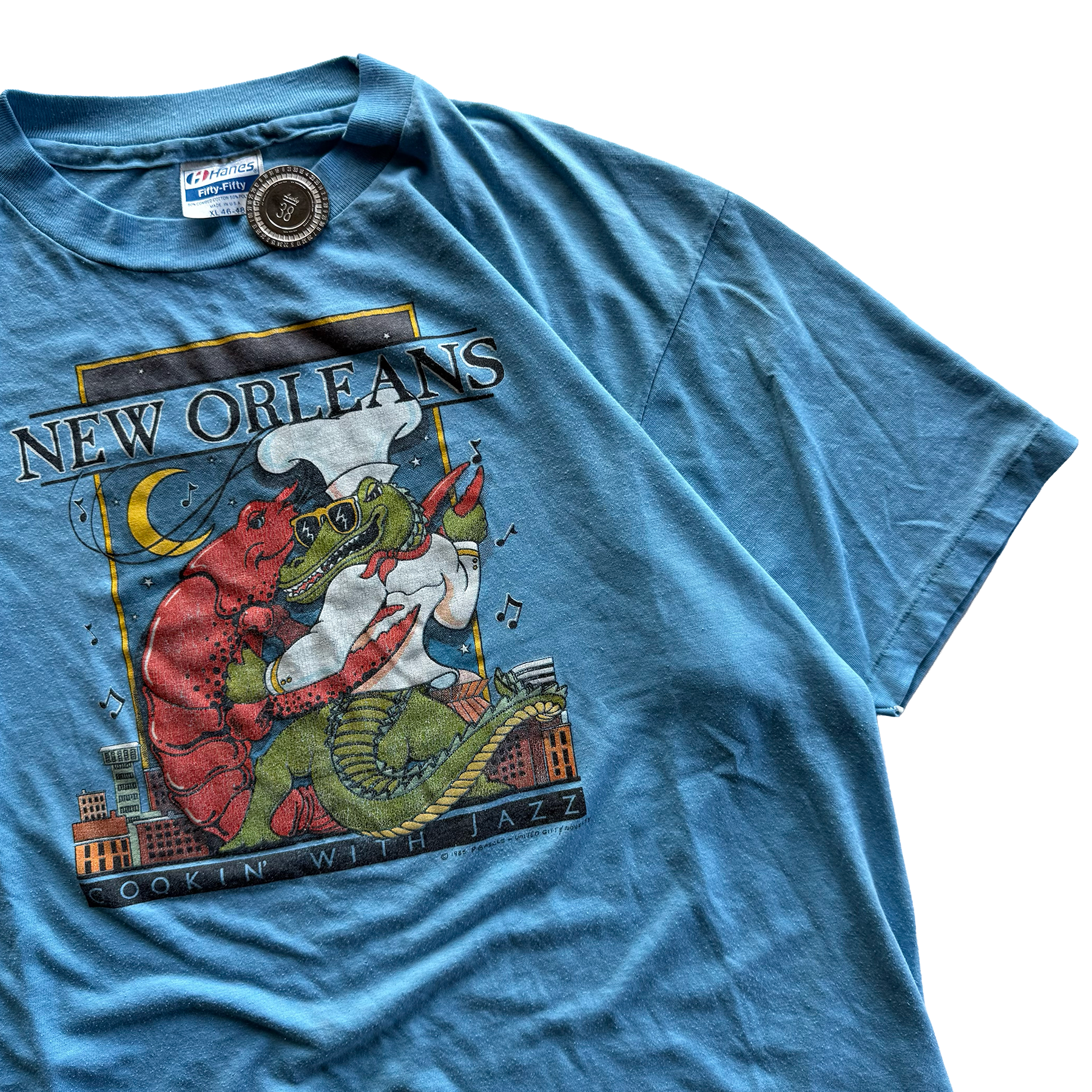 Vintage 1985 New Orleans Cooking with Jazz Souvenir Tee