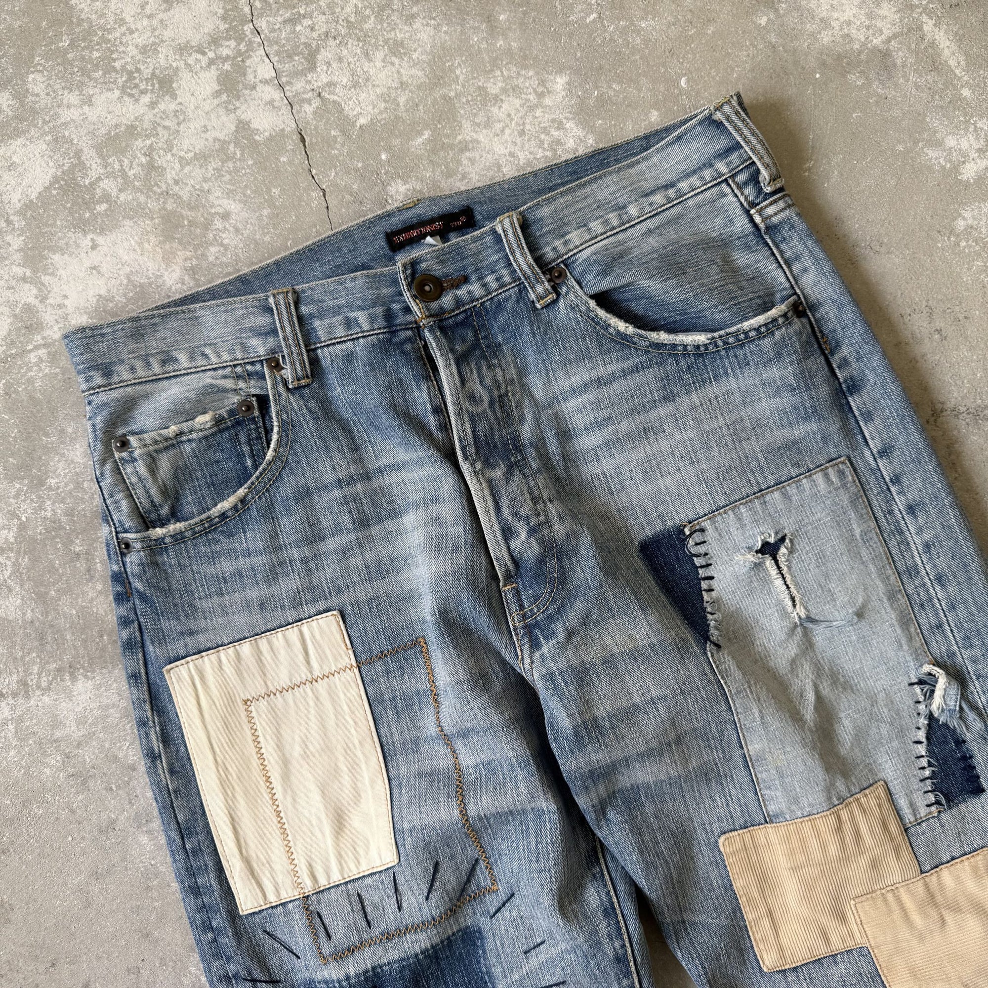 Vintage Exhibitionist Japan Distressed Patchwork Denim