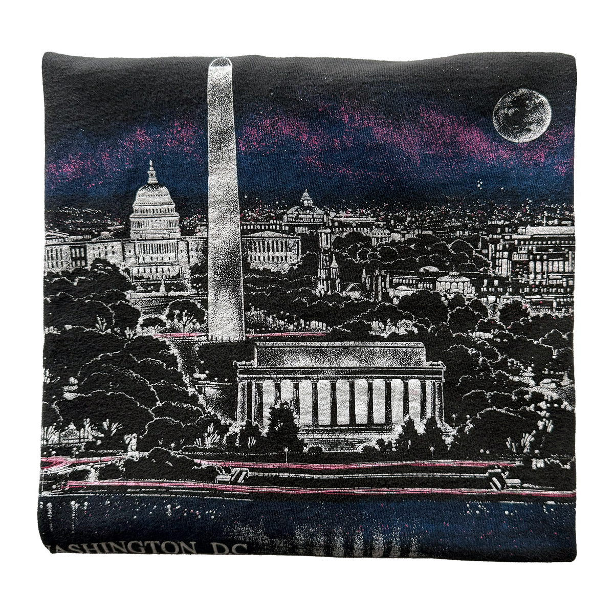 Vintage 1989 Washington DC Night Skyline USA America AOP Tee