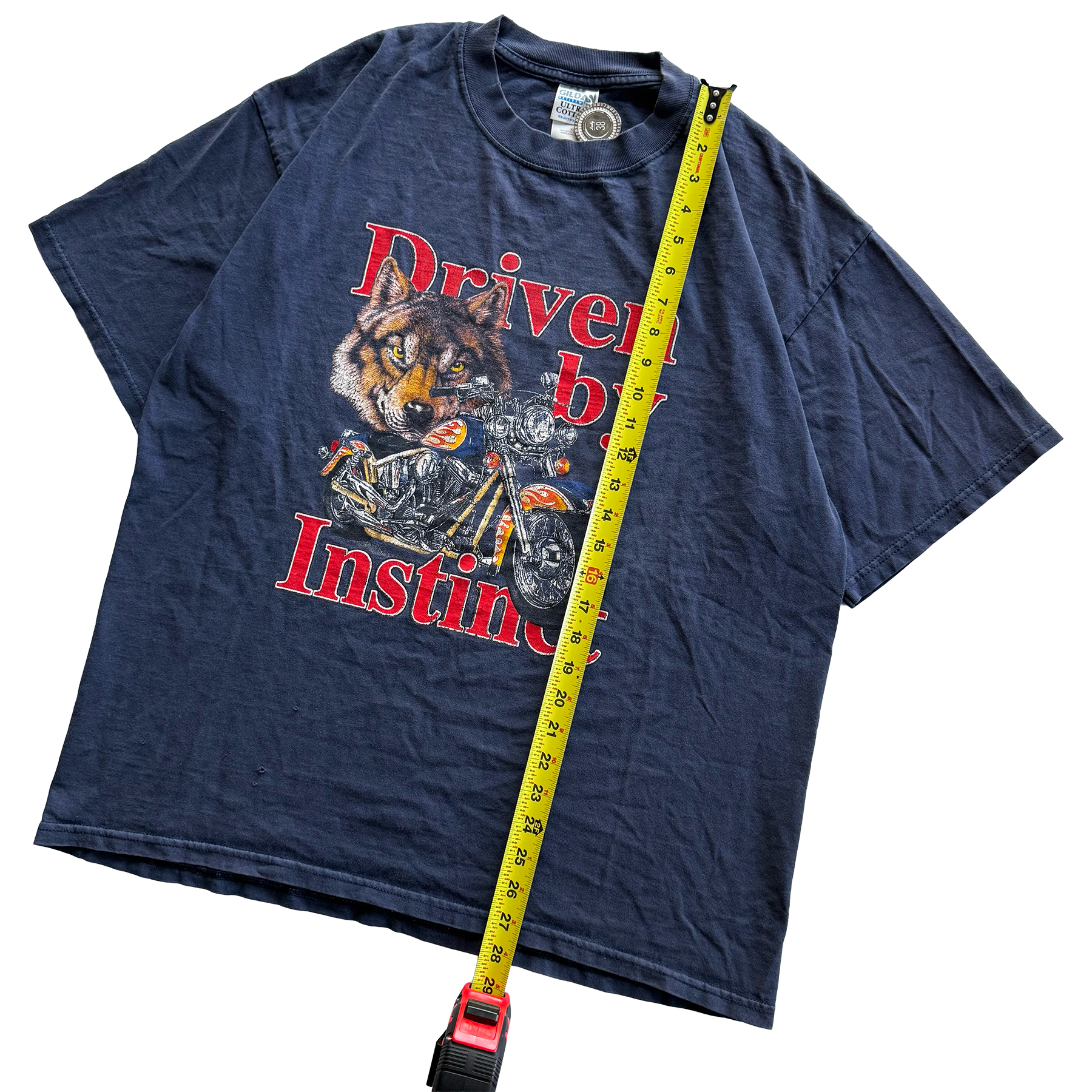 Vintage 1999 Driven By Instinct Motorcycle Wolf Biker Tee