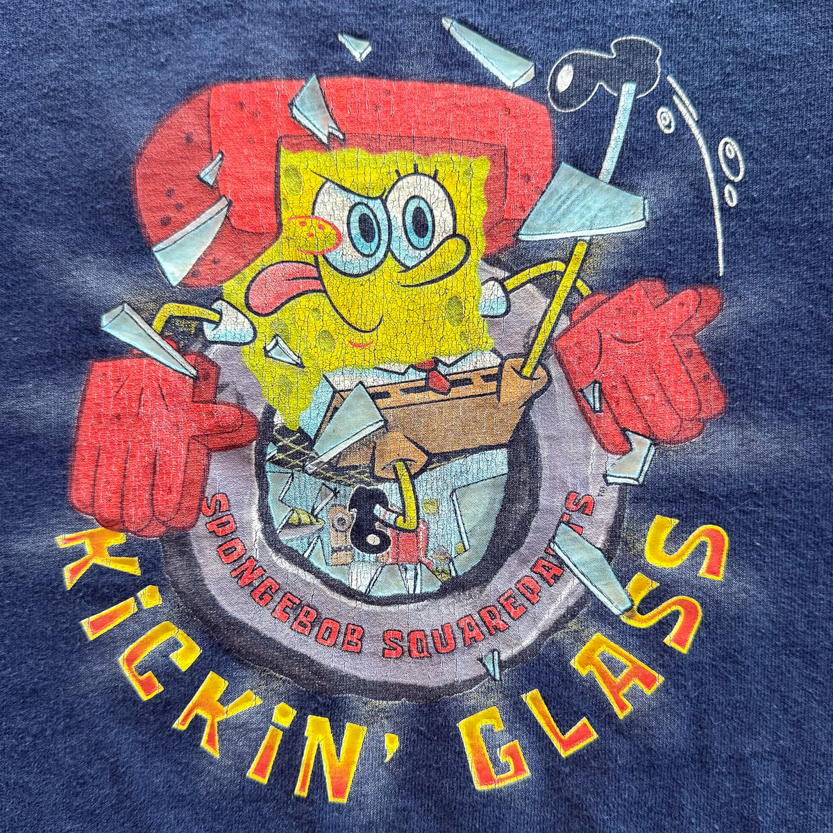 Vintage 2003 SpongeBob SquarePants Kickin Glass Karate Tee