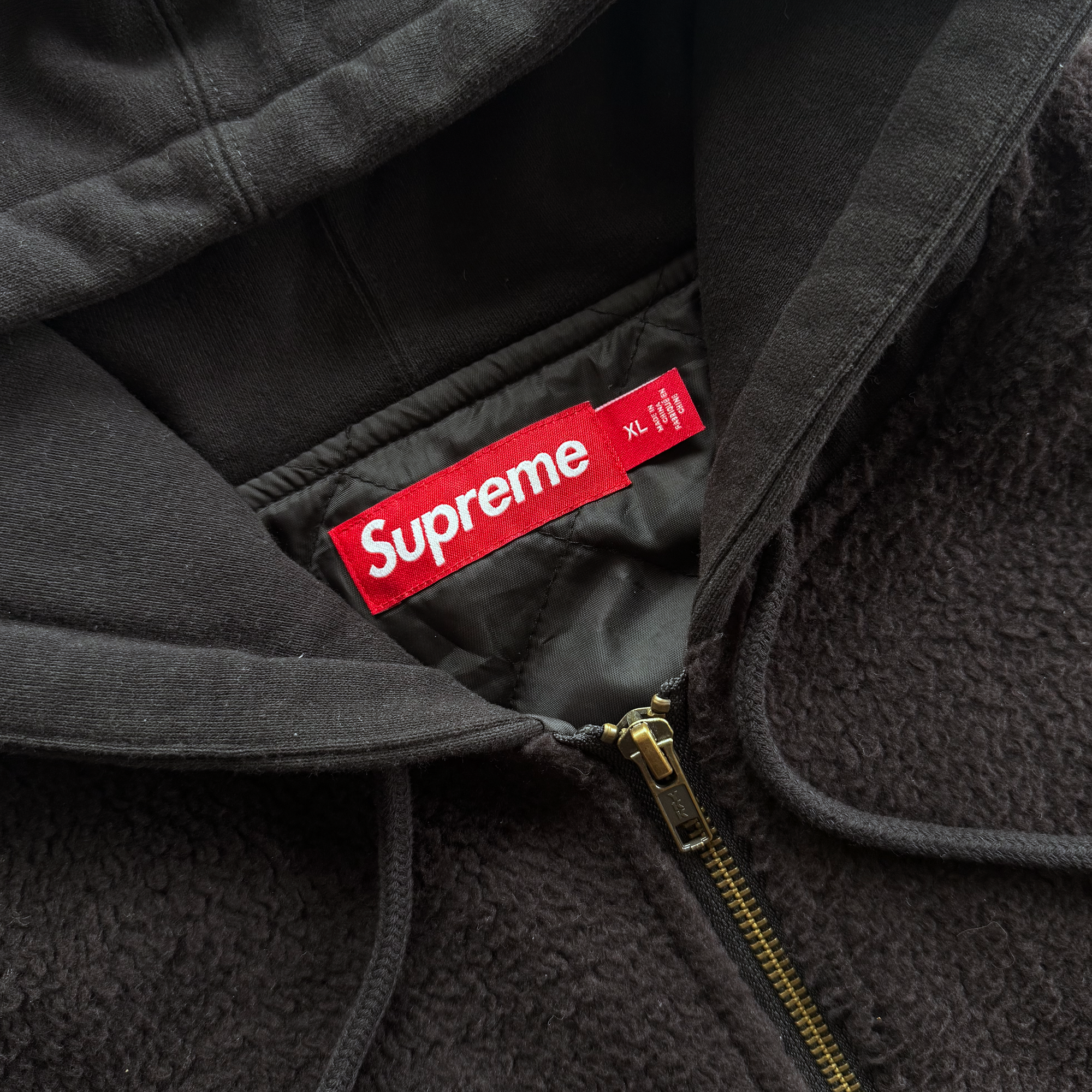 Supreme FW23 Fleece Zip Up Hooded Shirt (XL)