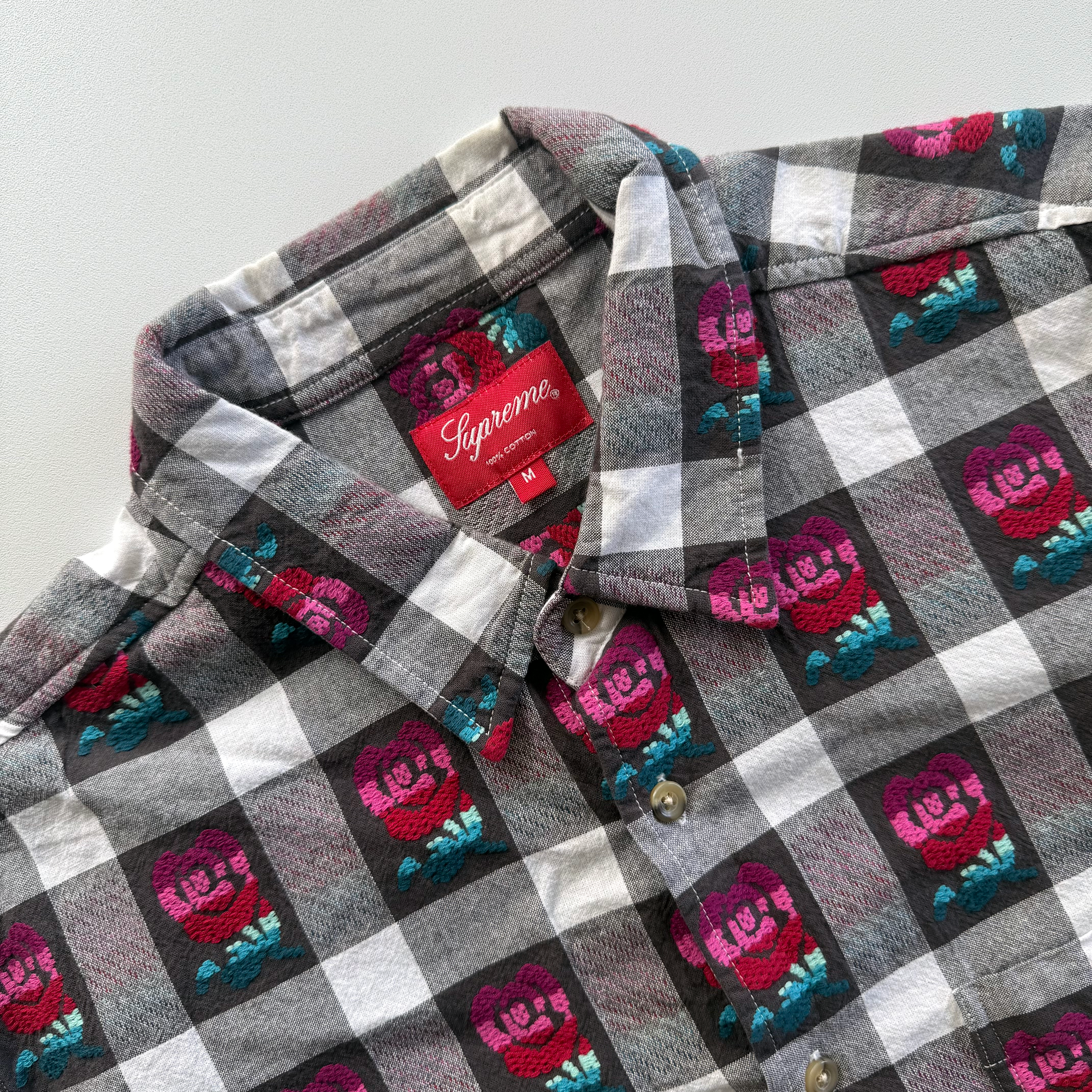 Supreme SS19 Rose Buffalo Plaid Flannel Shirt