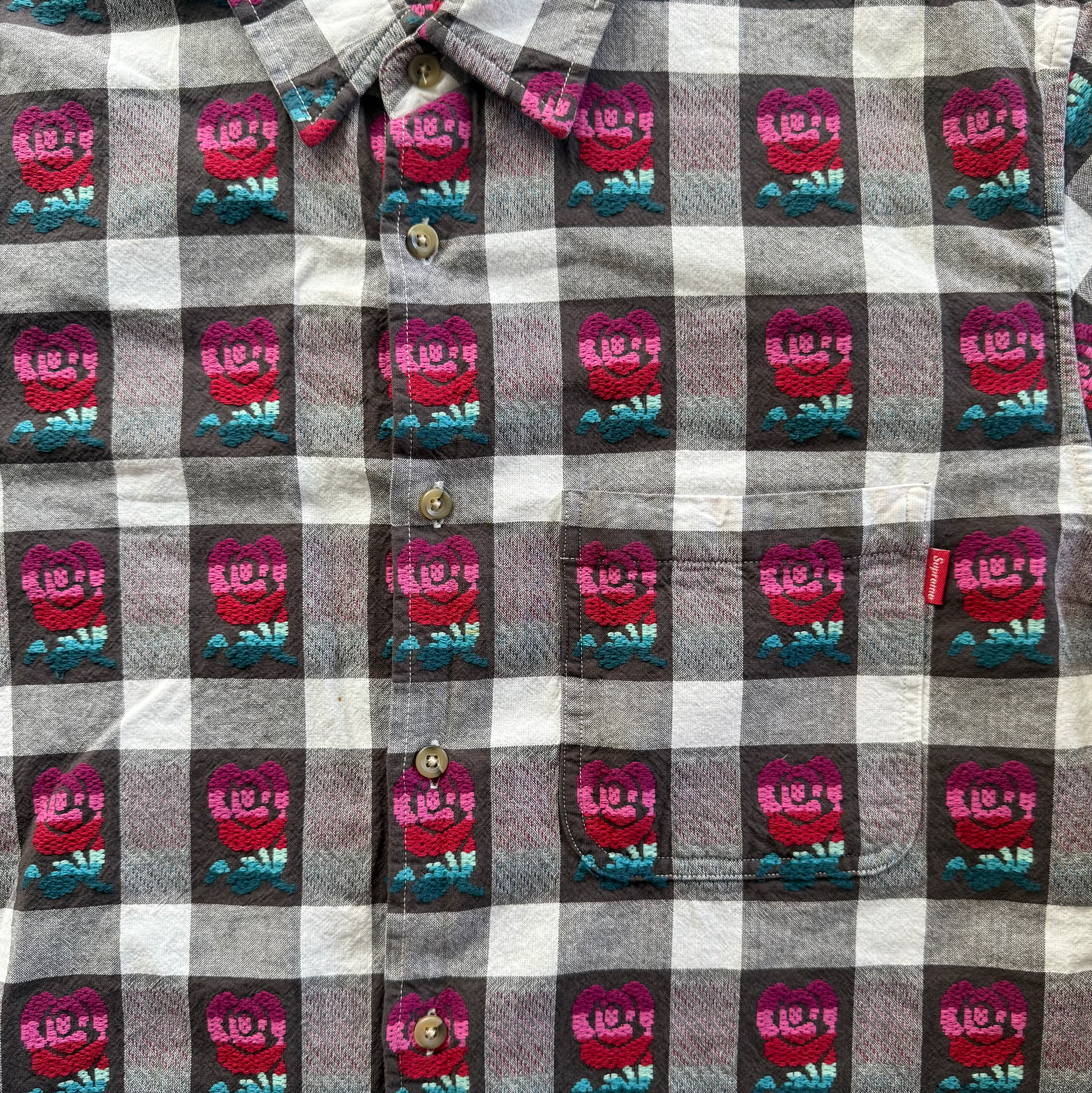 Supreme SS19 Rose Buffalo Plaid Flannel Shirt