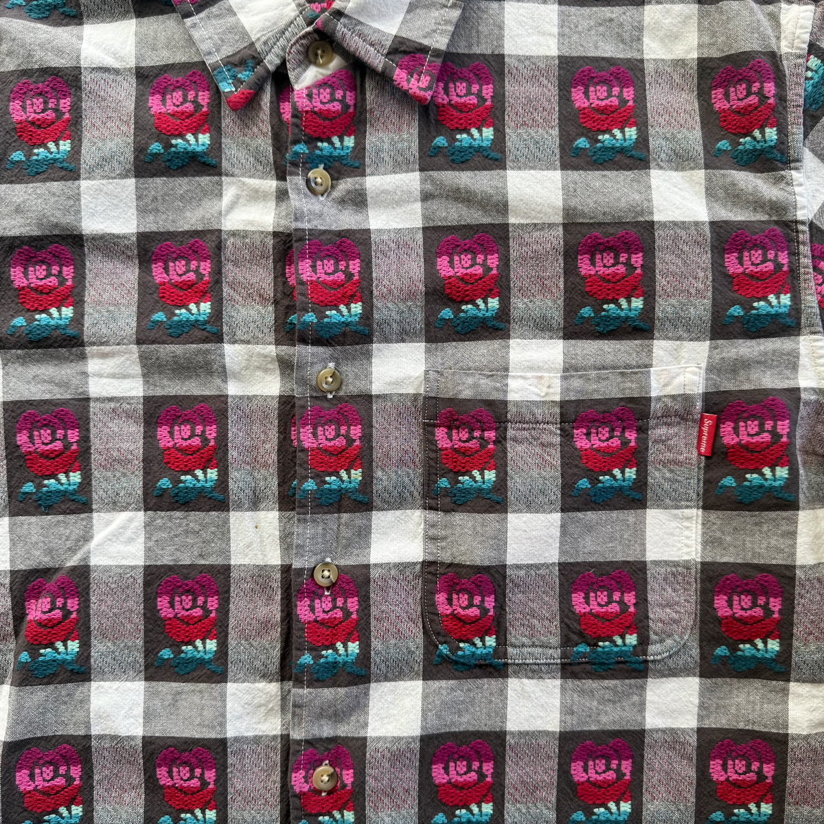 Supreme SS19 Rose Buffalo Plaid Flannel Shirt