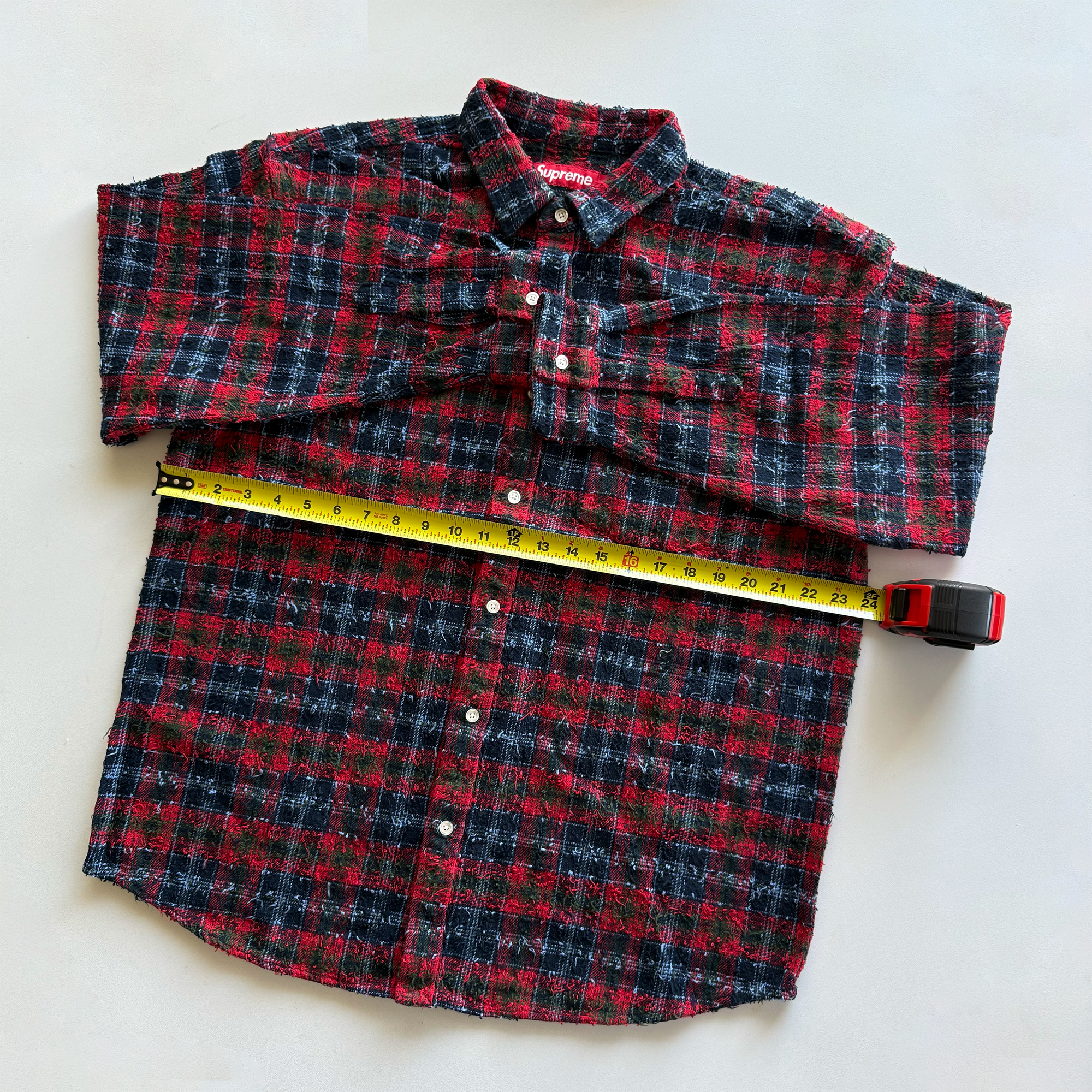 Supreme FW26 Frayed Textured Plaid Shirt