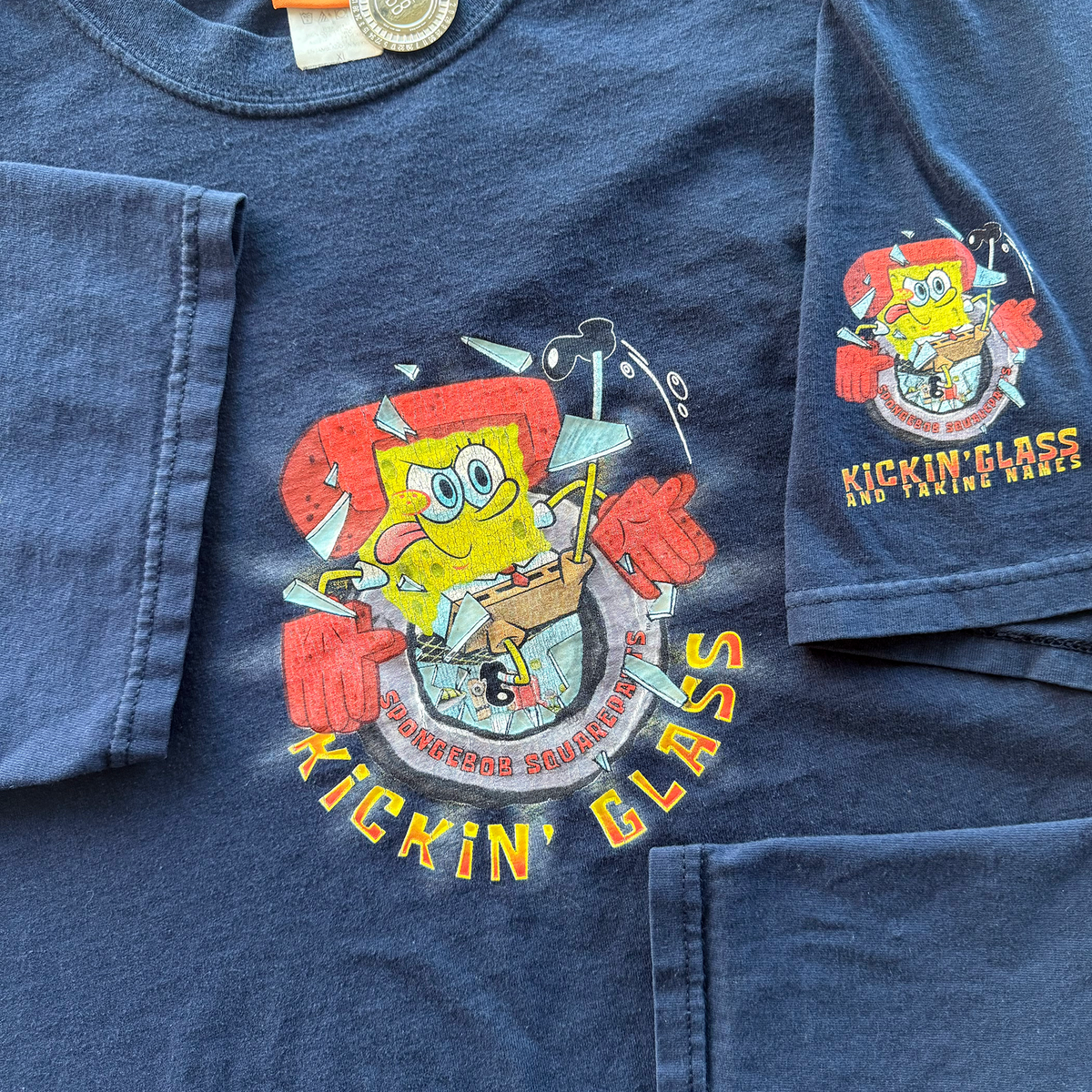 Vintage 2003 SpongeBob SquarePants Kickin Glass Karate Tee