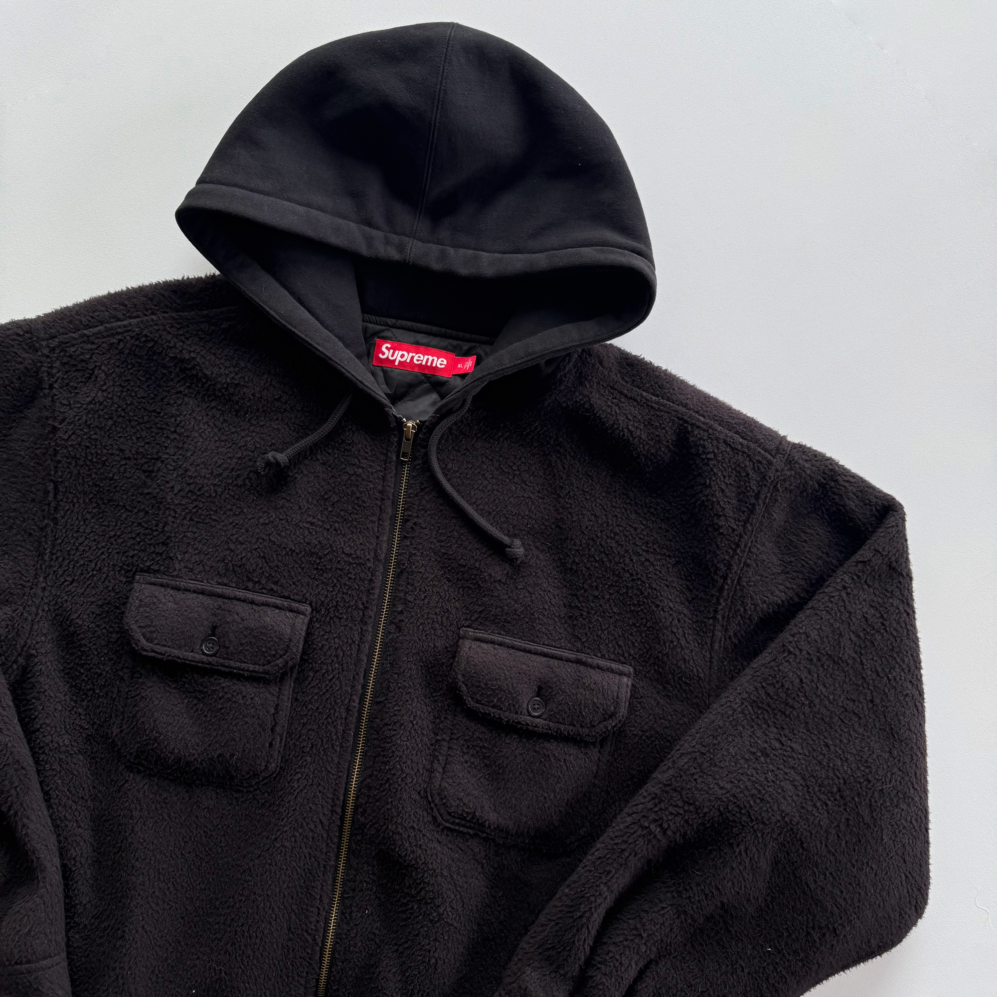 Supreme FW23 Fleece Zip Up Hooded Shirt (XL)