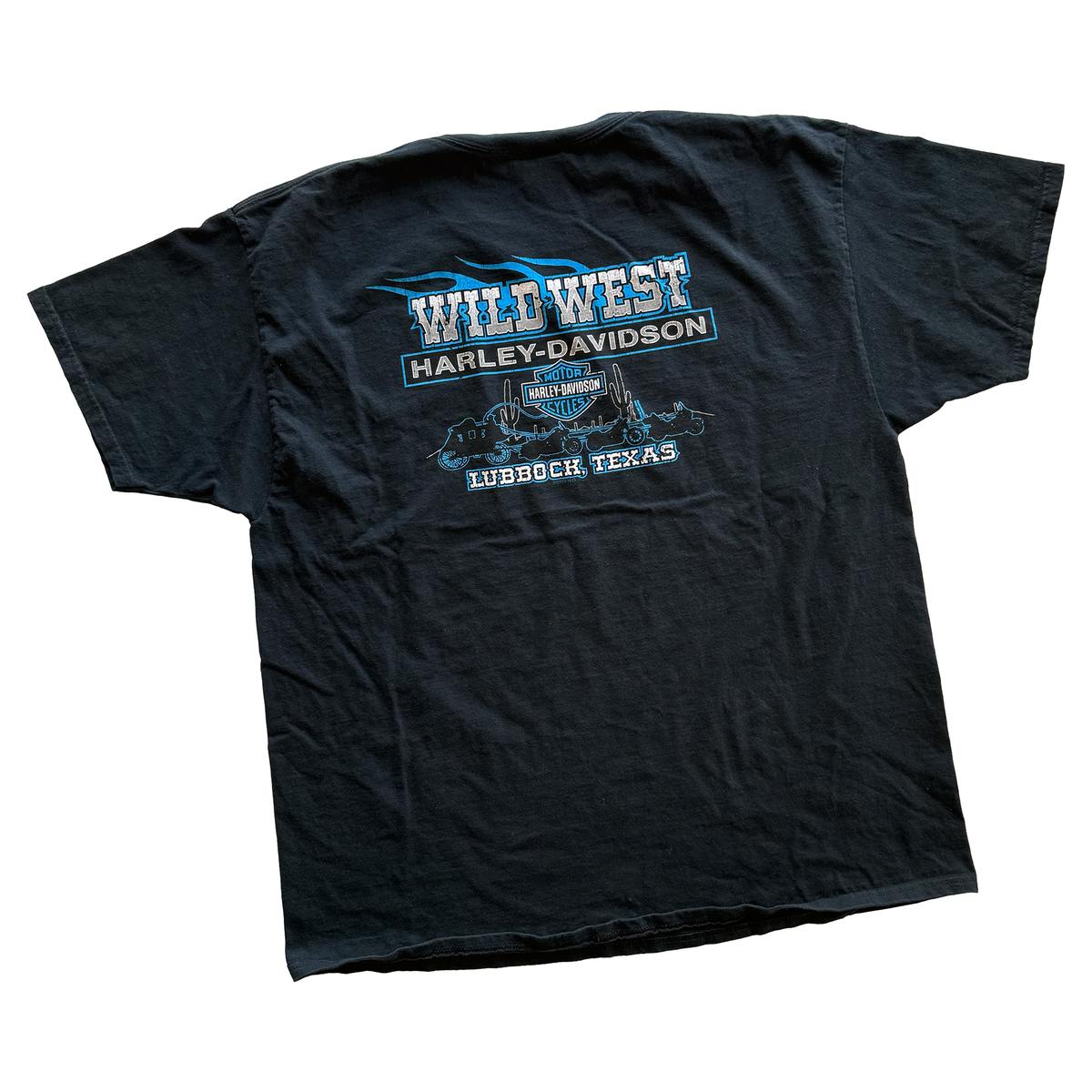 Vintage 2013 Harley Davidson Blue Flame Eagle Motorcycle Tee