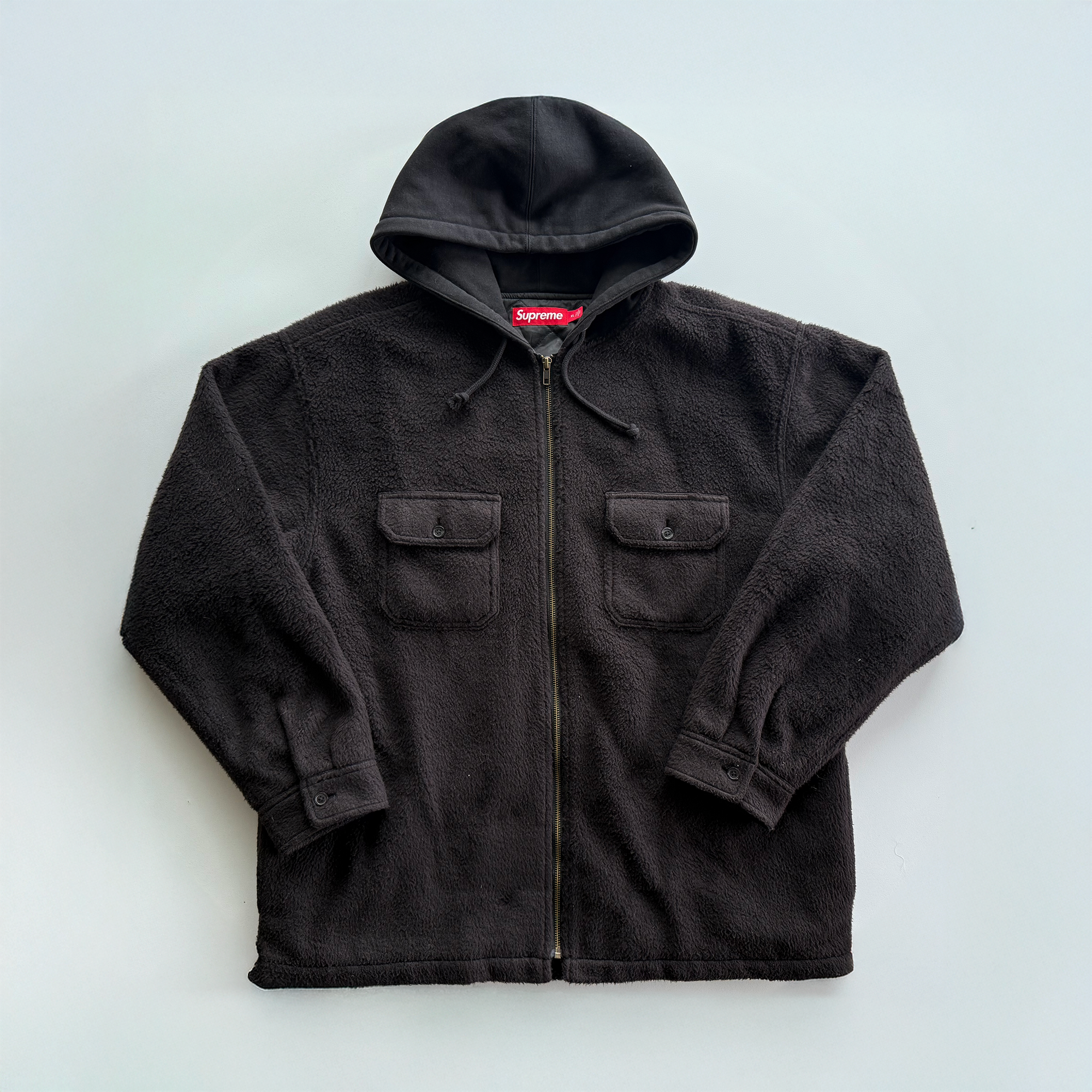 Supreme FW23 Fleece Zip Up Hooded Shirt (XL)