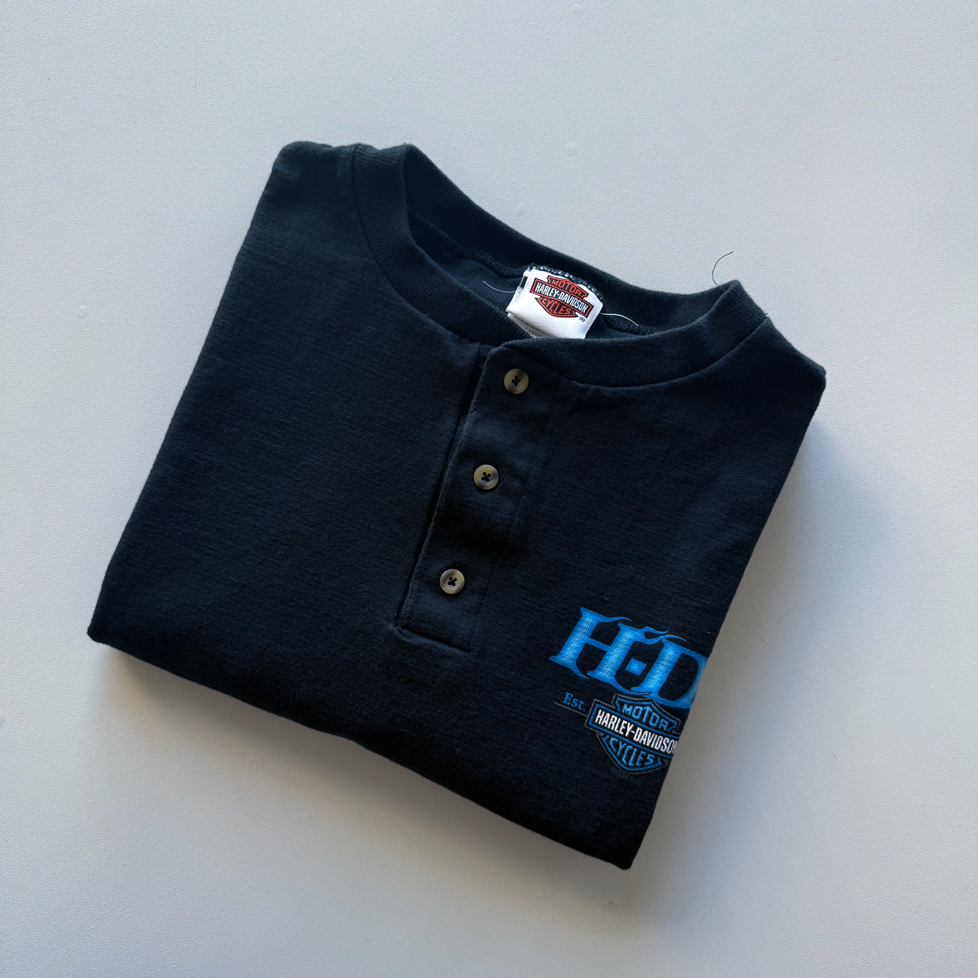 Vintage 2000s Y2K Blue Flame HD Emblem Shirt
