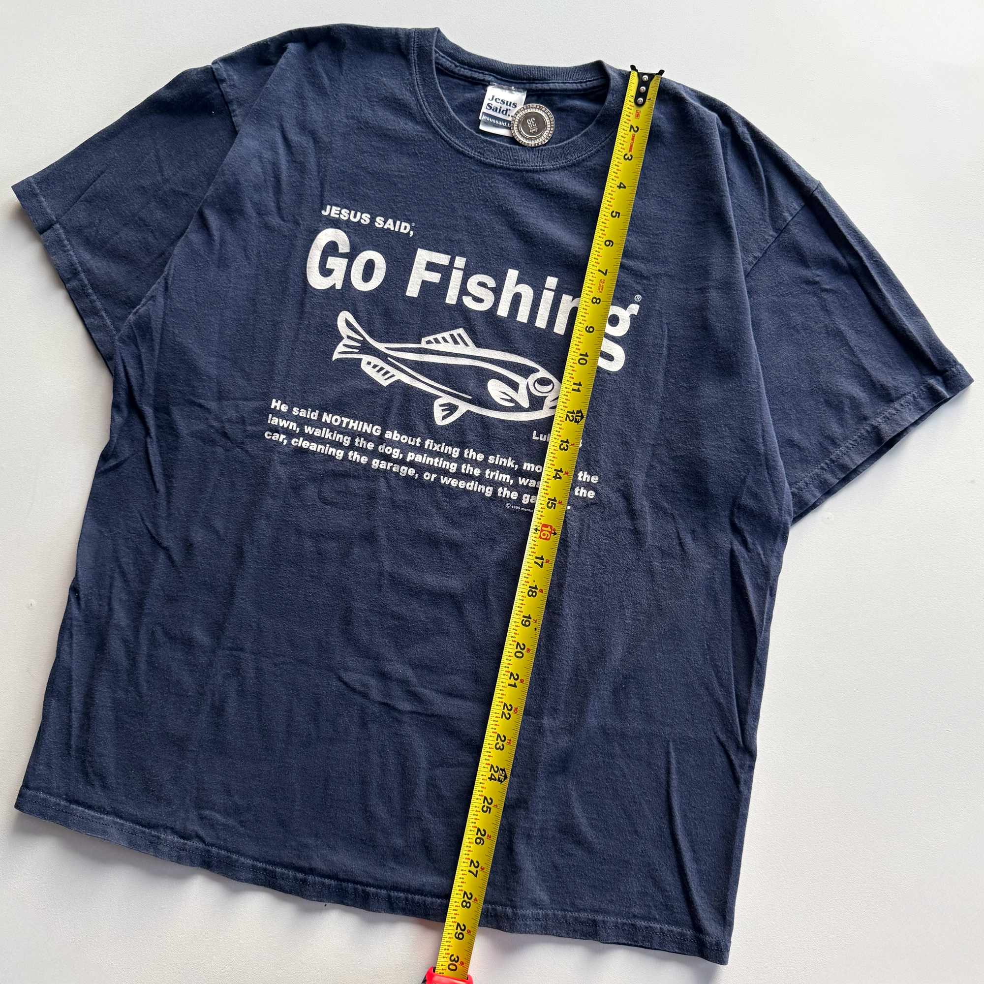 Vintage 1995 Jesus Said Go Fishing Dadcore Tee