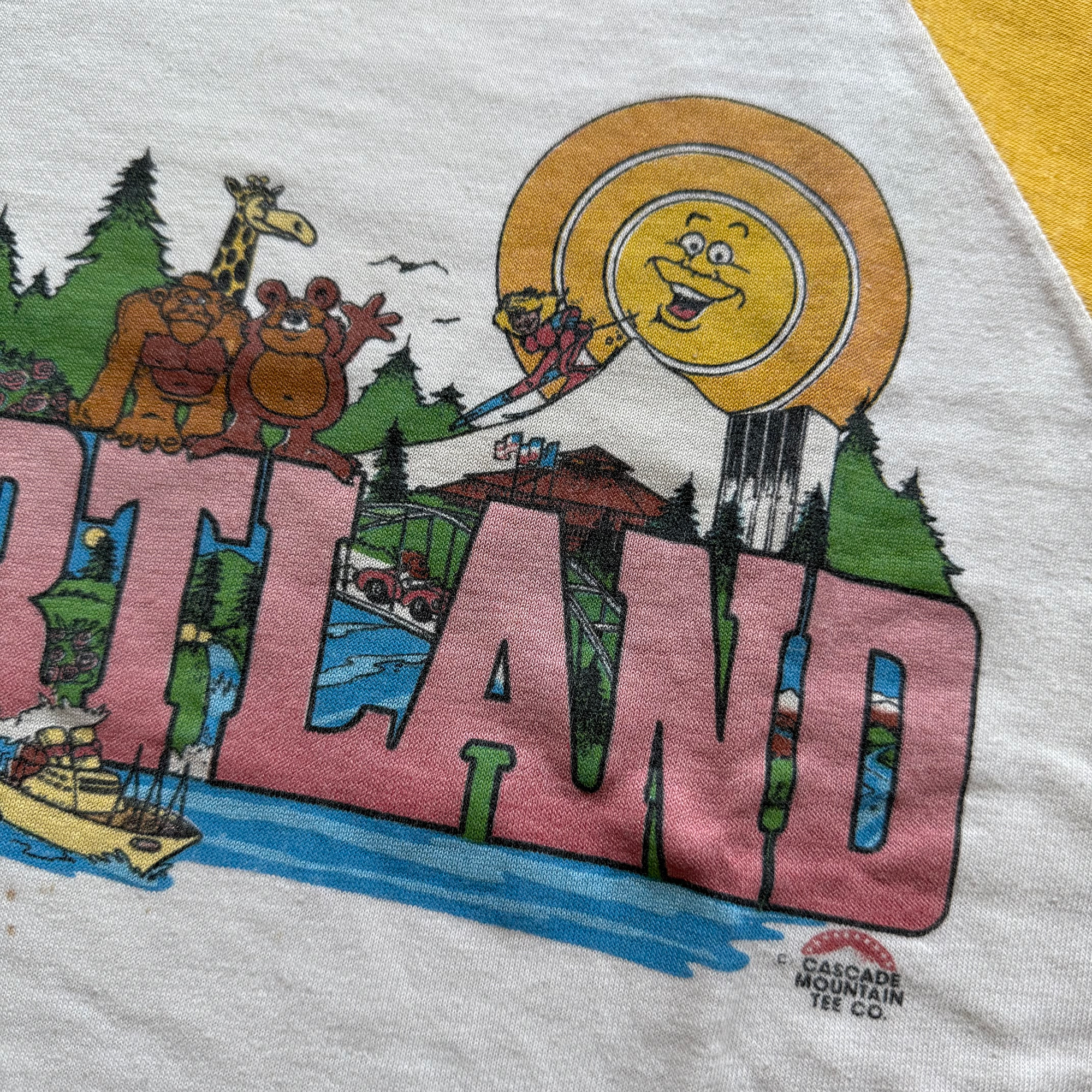 Vintage 1980s Portland Oregon Cascade Mountain Tee Co Raglan Tee