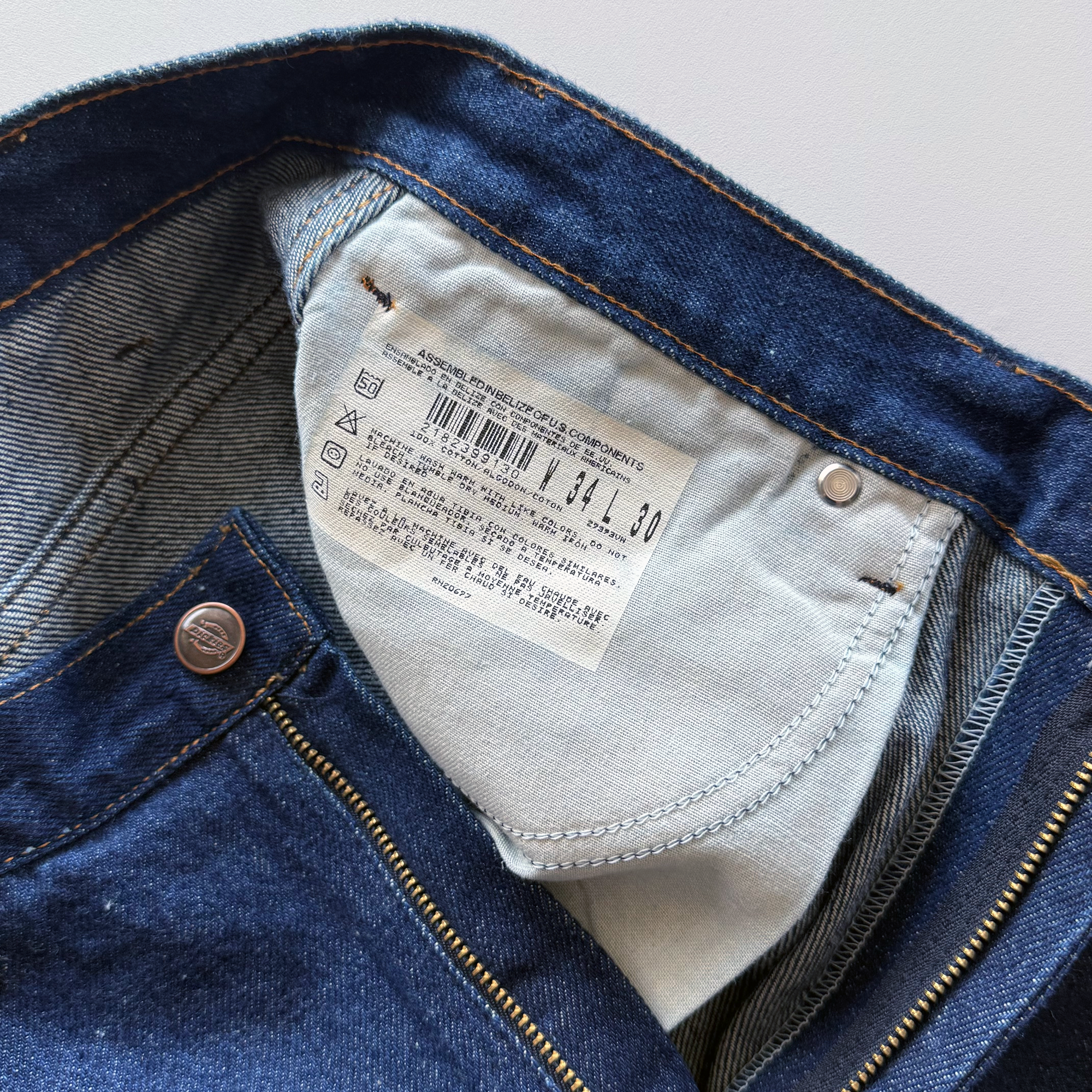 Vintage 1990s Dickies Blue Denim Straight Leg Jeans (34x30)