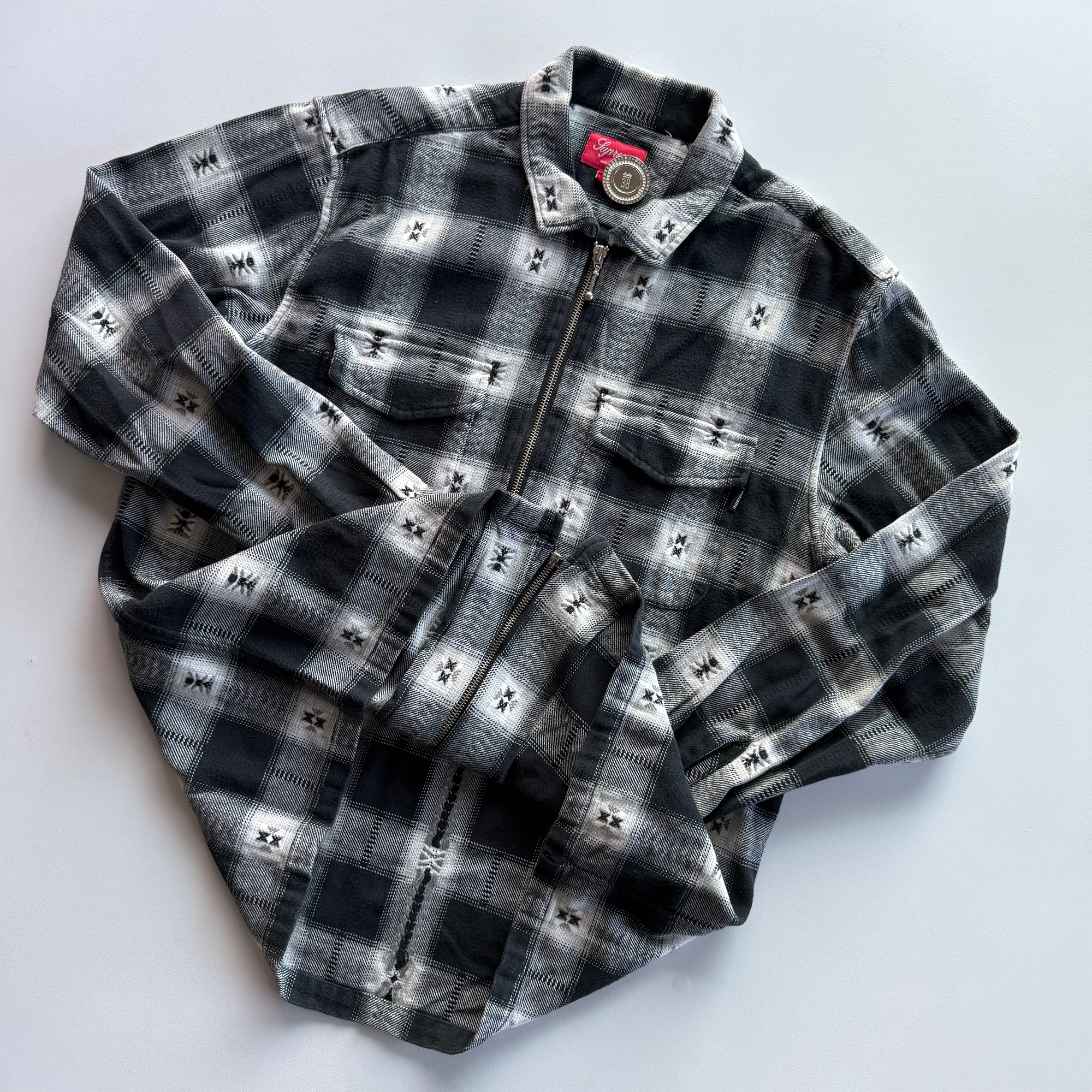 Supreme FW17 Plaid Flannel Zip Up Shirt