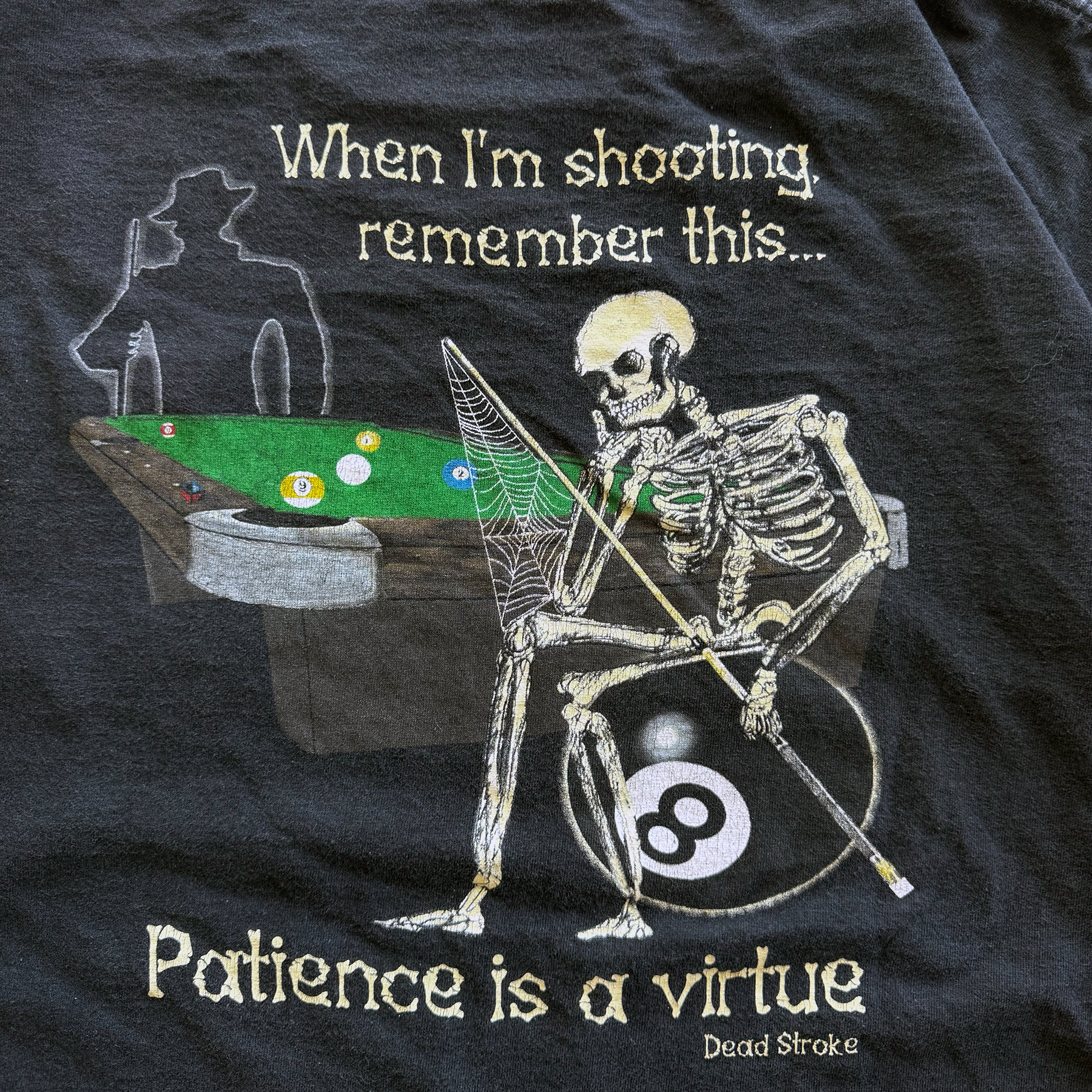Vintage 1990s Dead Stroke Patience Billiards Pool Tee