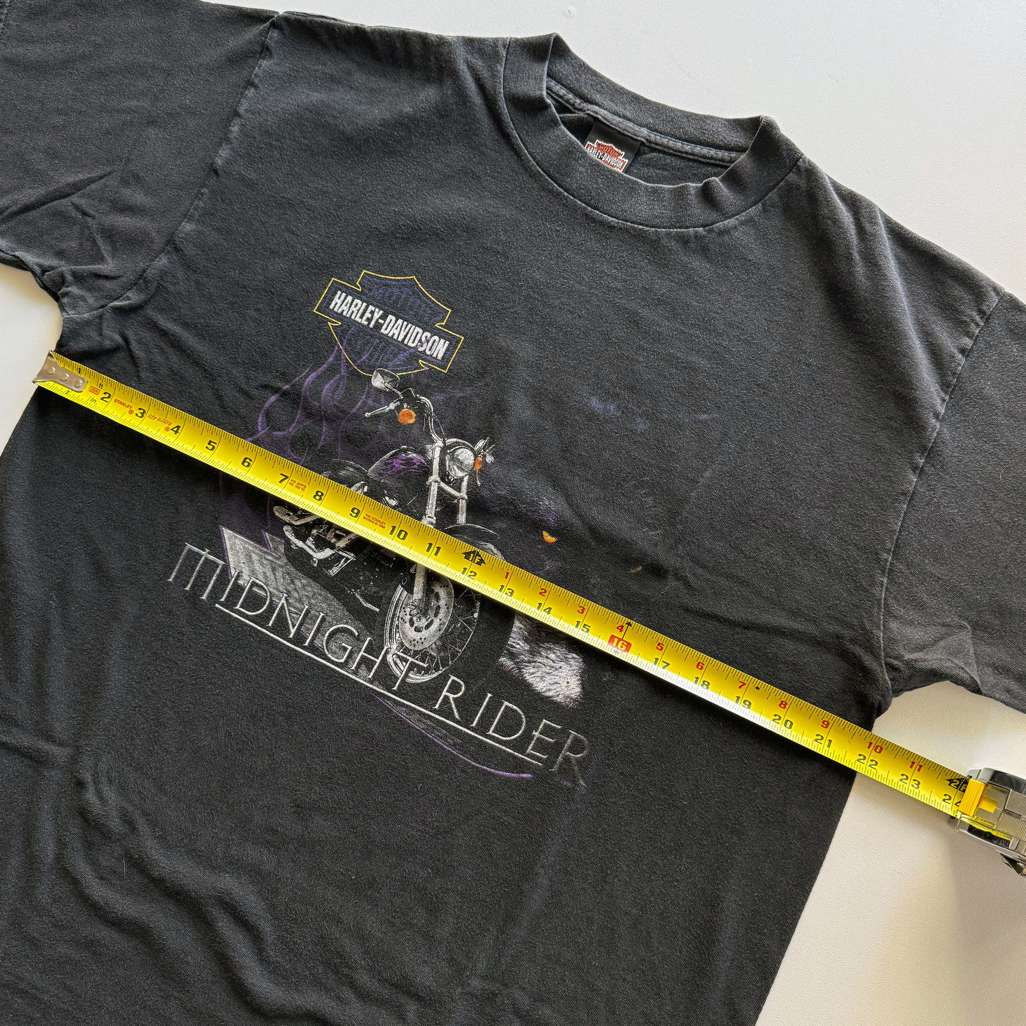 Vintage 1999 Harley Davidson Midnight Rider Purple Flame Tee