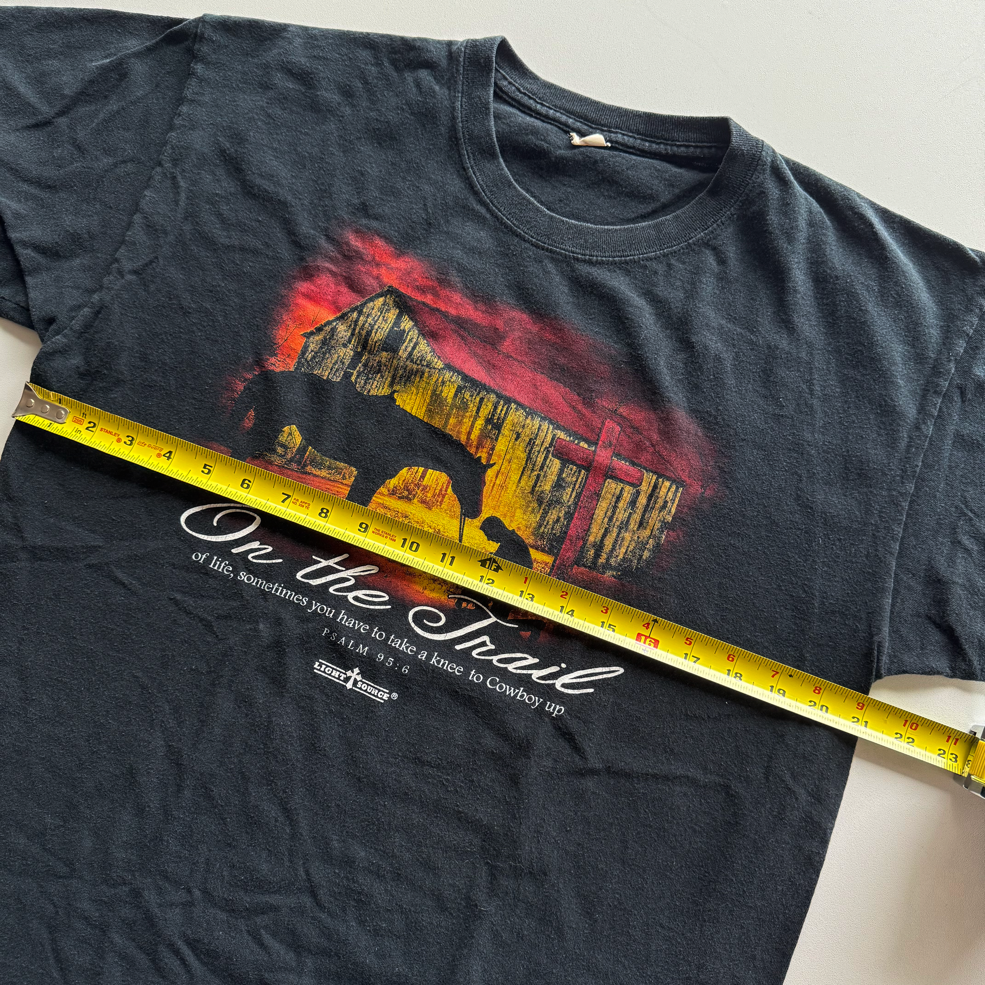 Vintage Y2K Psalm 95:6 Christian Cowboy Jesus Tee