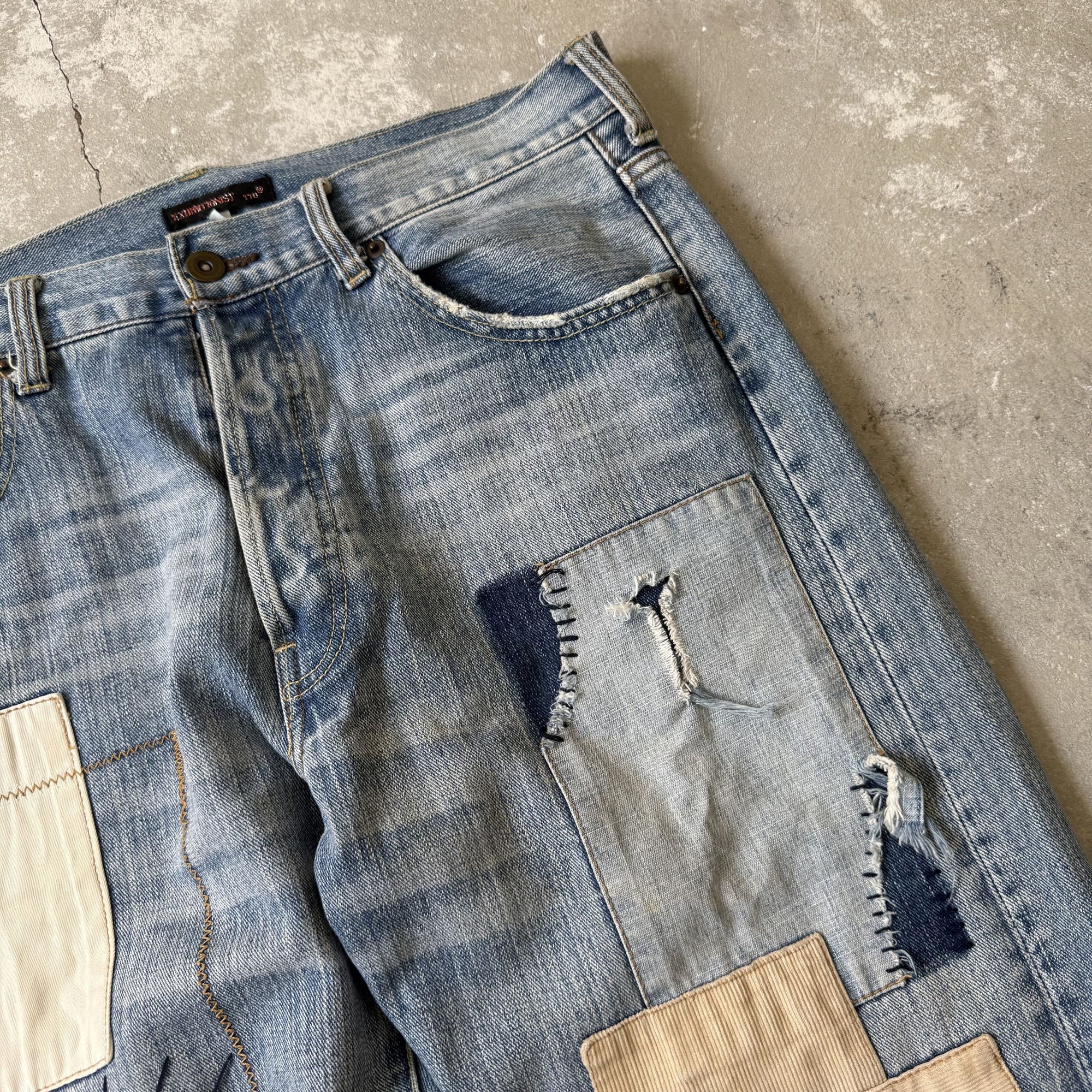 Vintage Exhibitionist Japan Distressed Patchwork Denim