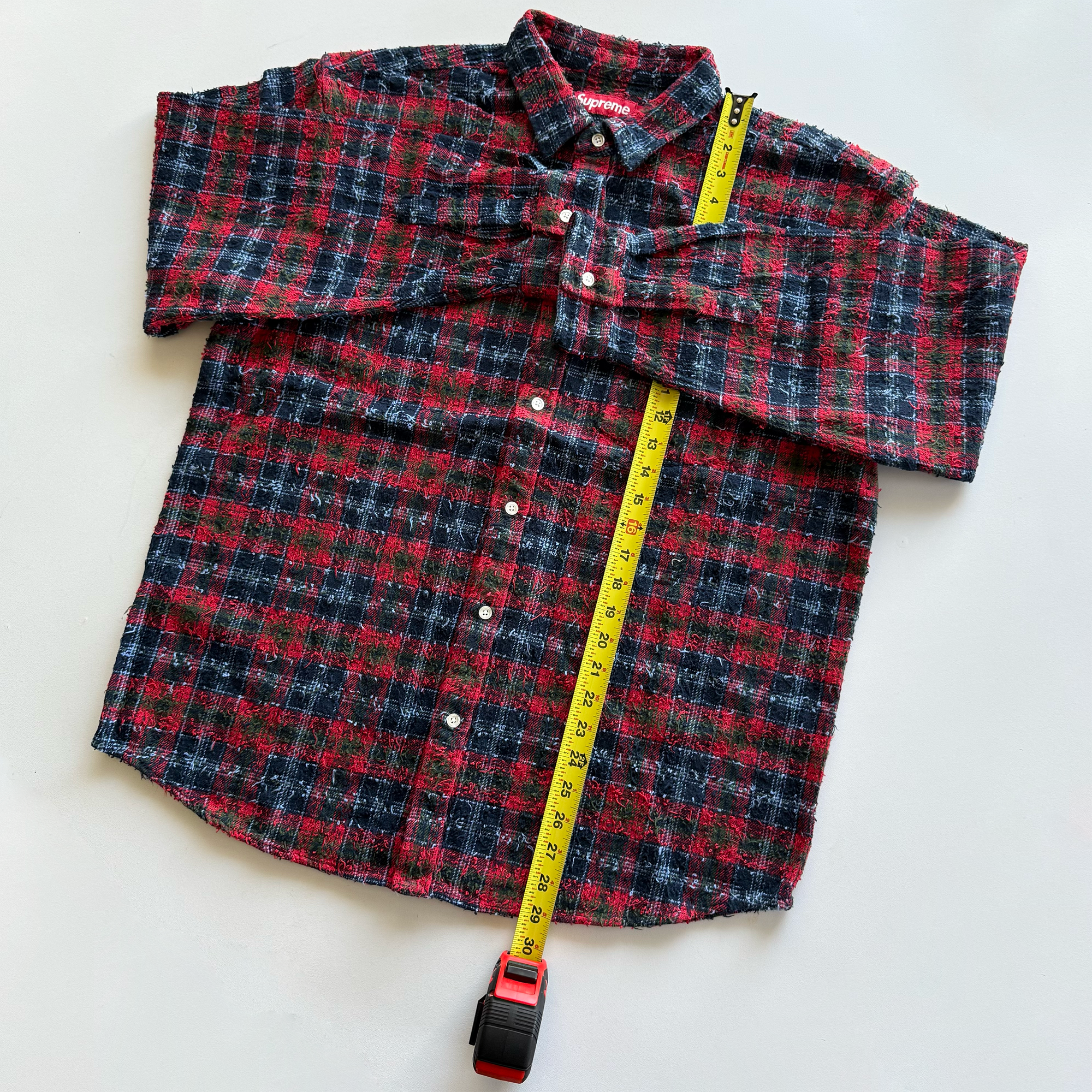 Supreme FW26 Frayed Textured Plaid Shirt