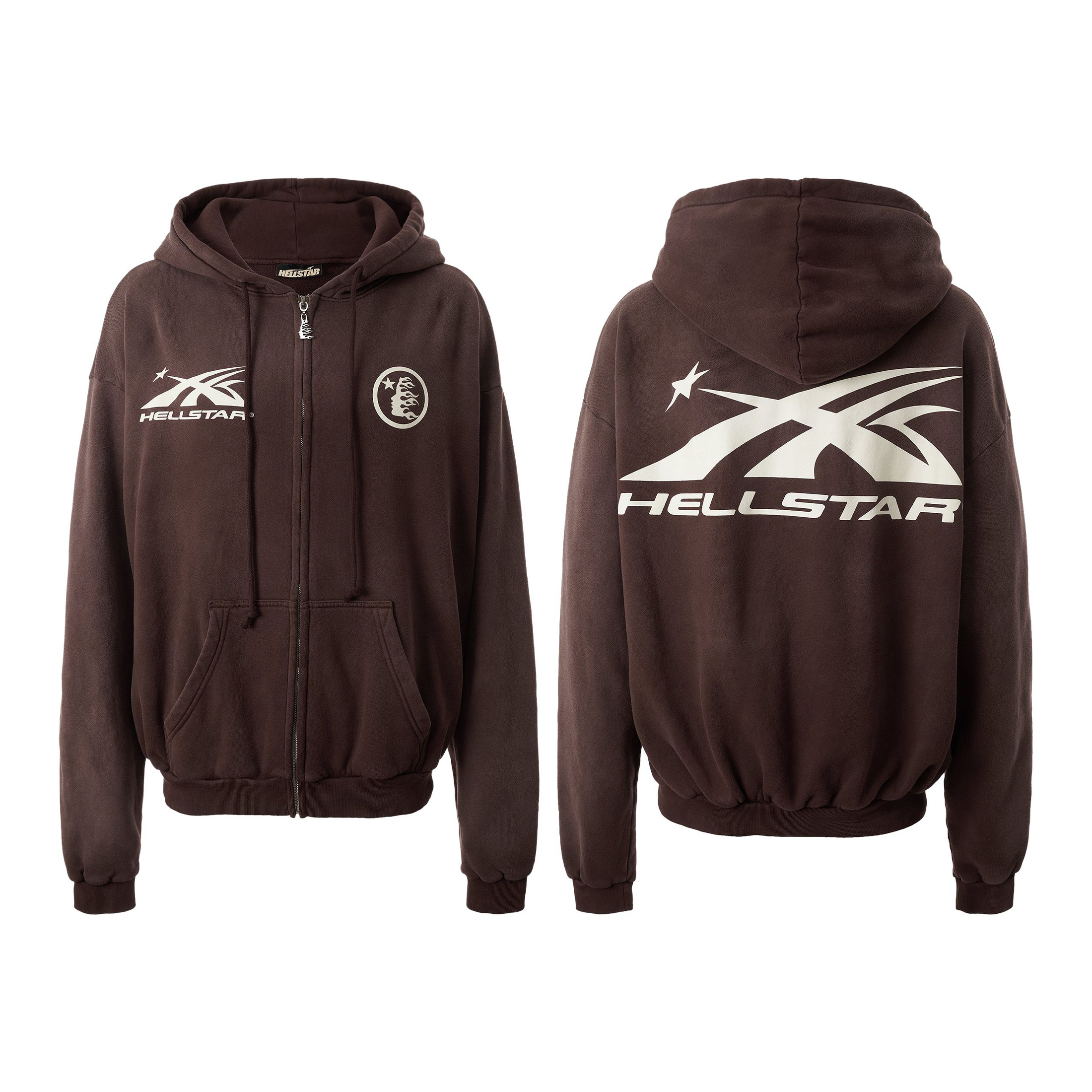 Hellstar SS24 Logo Zip Up Sweatshirt (Blue, Brown, Grey)