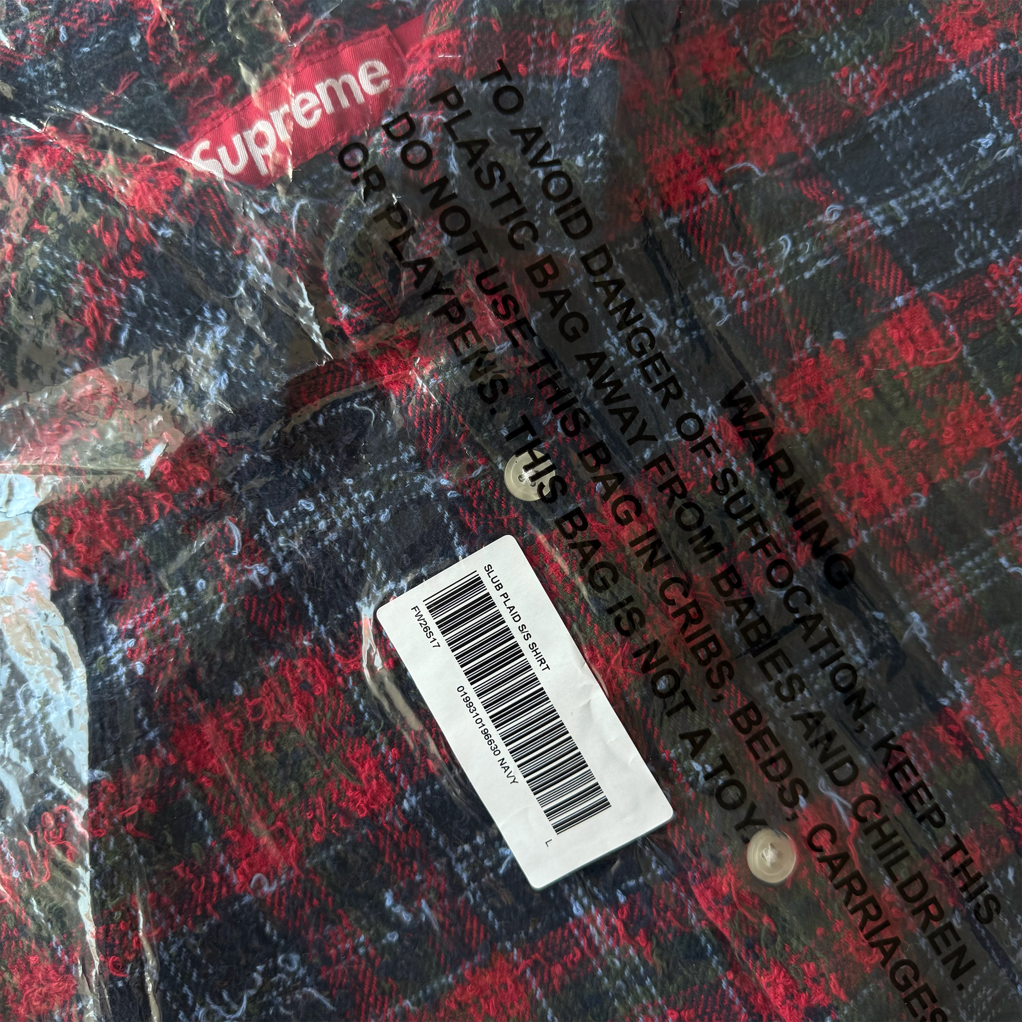 Supreme FW26 Frayed Textured Plaid Shirt