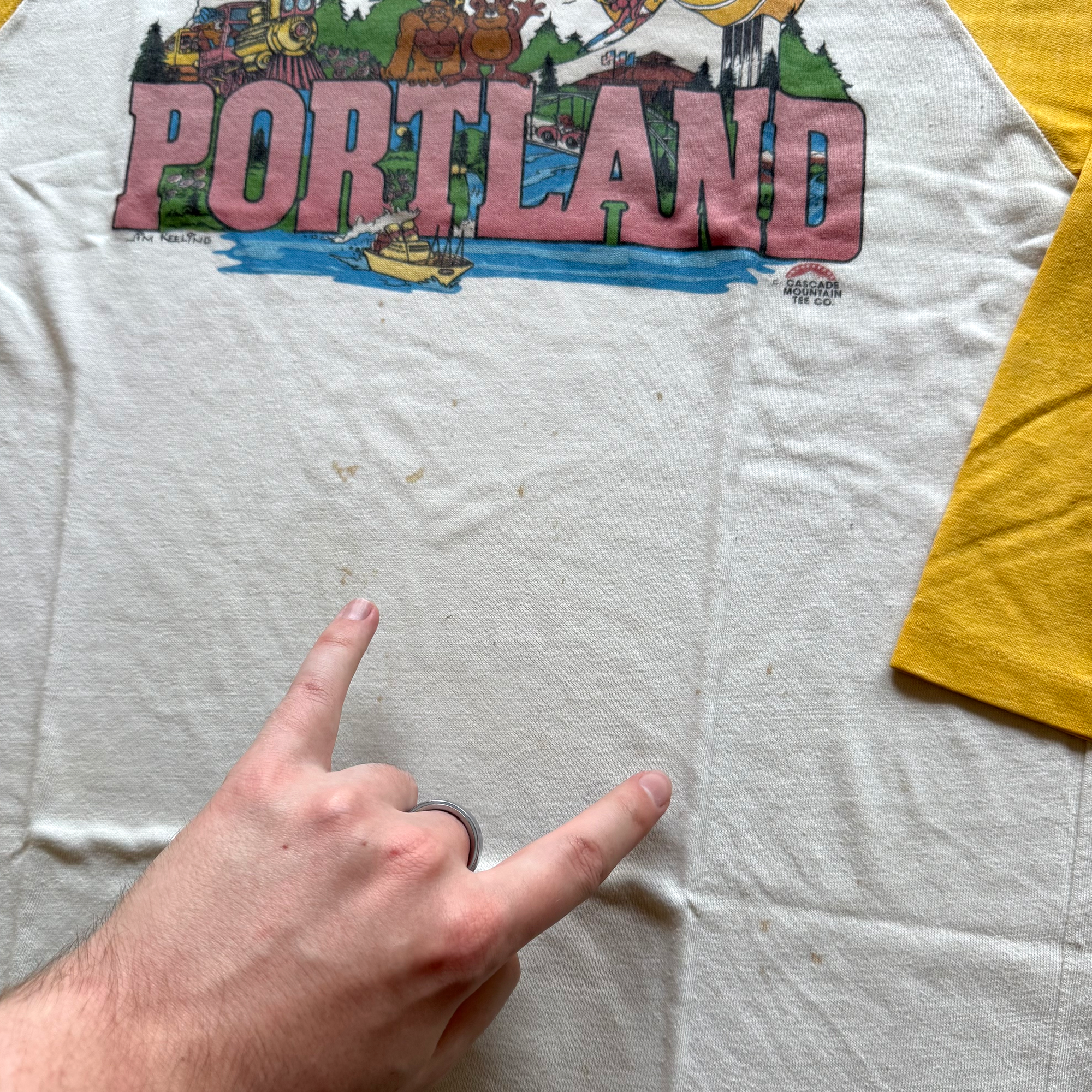 Vintage 1980s Portland Oregon Cascade Mountain Tee Co Raglan Tee