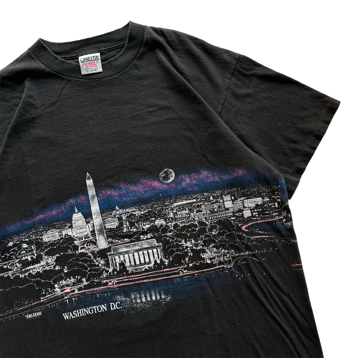 Vintage 1989 Washington DC Night Skyline USA America AOP Tee
