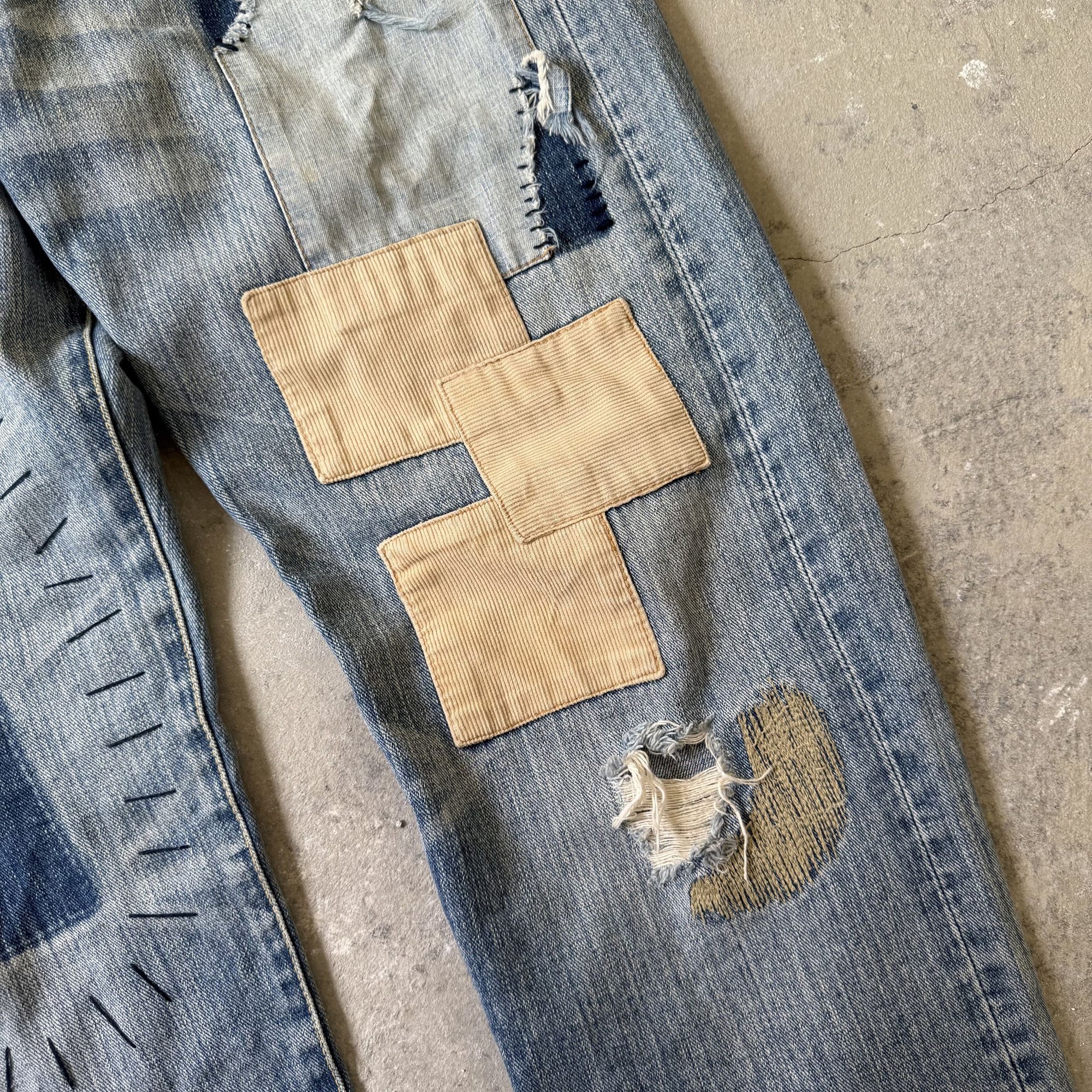 Vintage Exhibitionist Japan Distressed Patchwork Denim