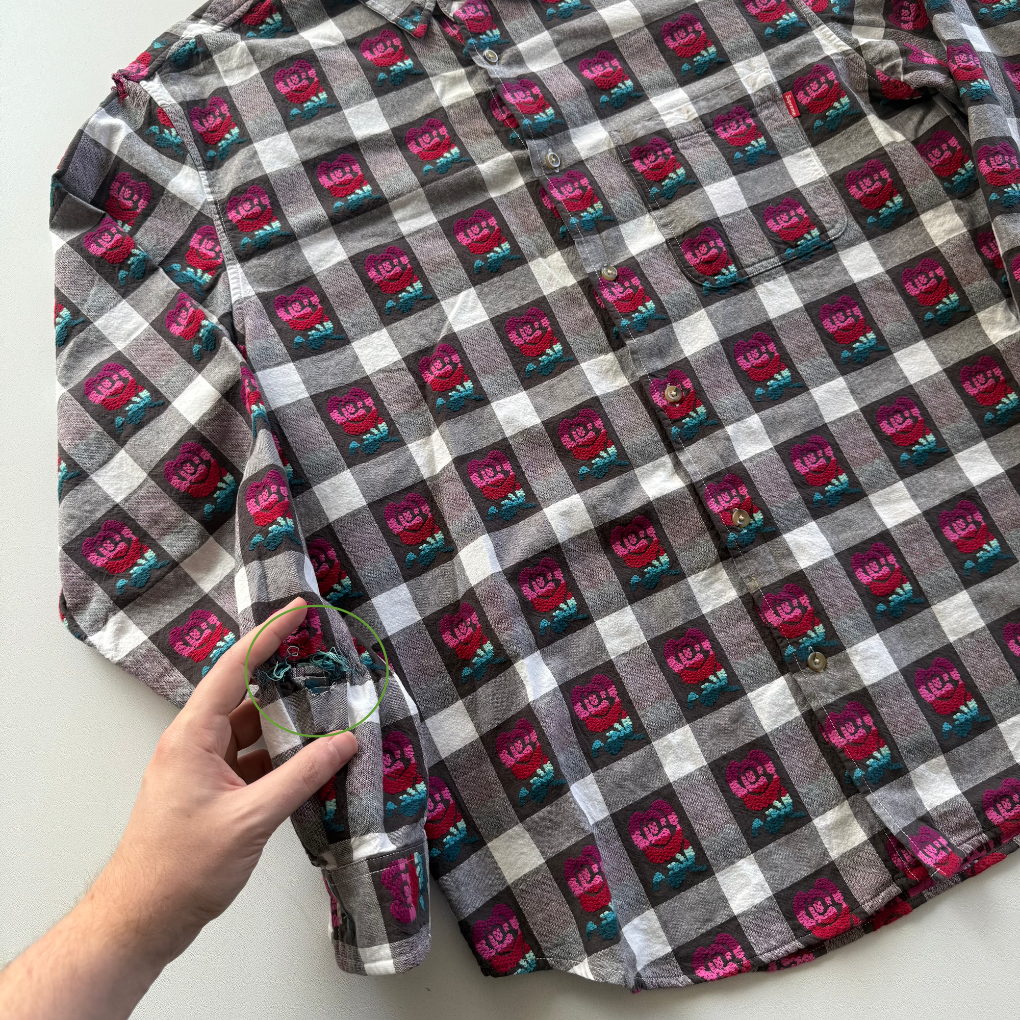 Supreme SS19 Rose Buffalo Plaid Flannel Shirt