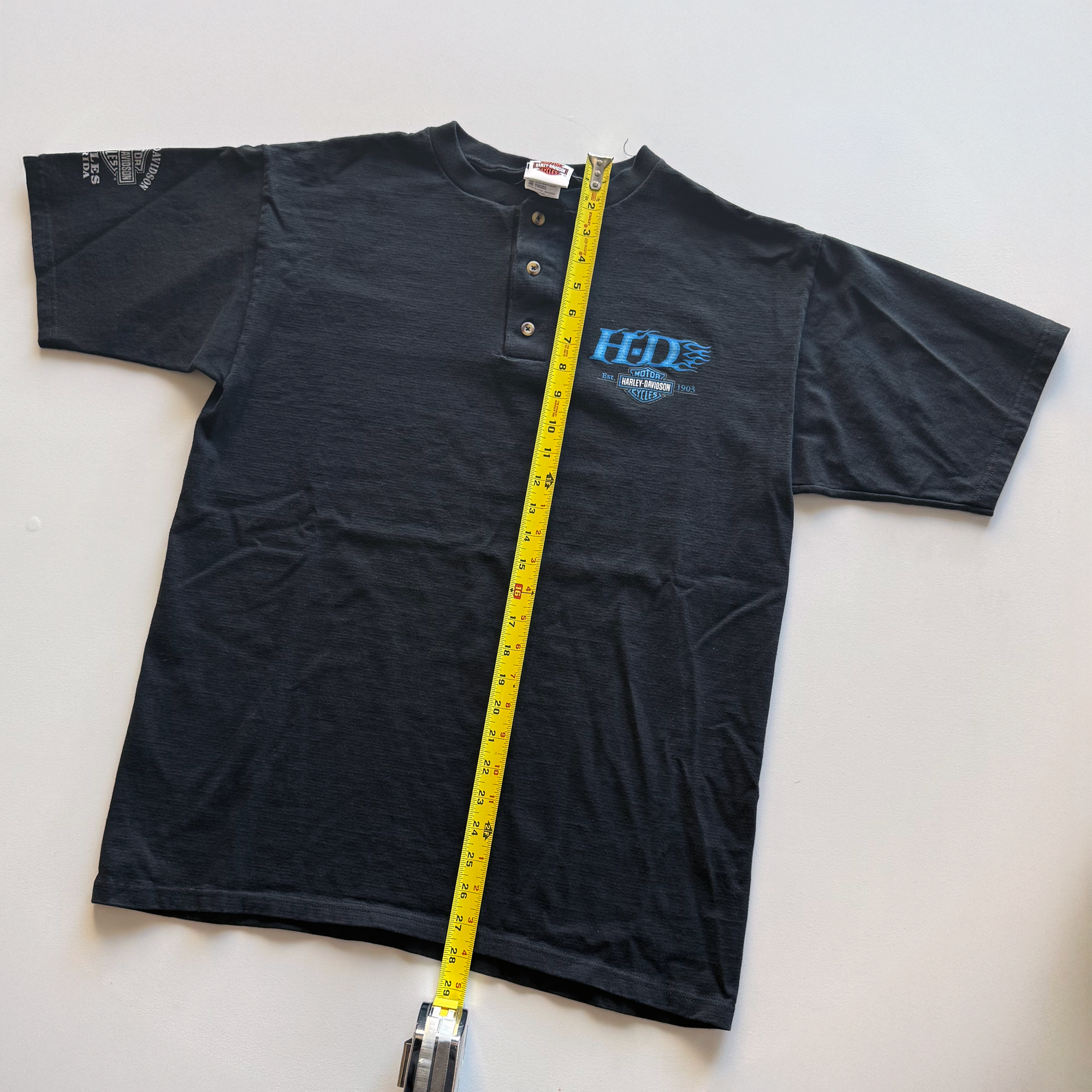 Vintage 2000s Y2K Blue Flame HD Emblem Shirt