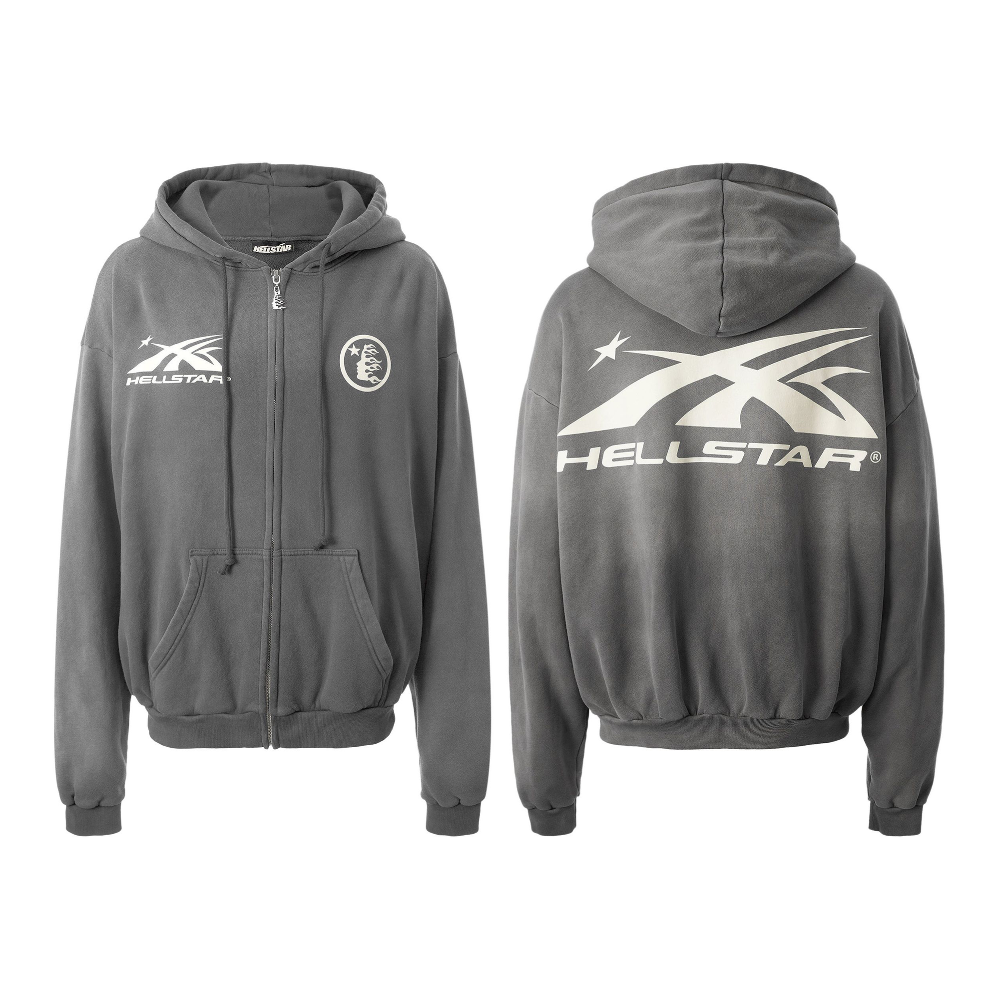 Hellstar SS24 Logo Zip Up Sweatshirt (Blue, Brown, Grey)