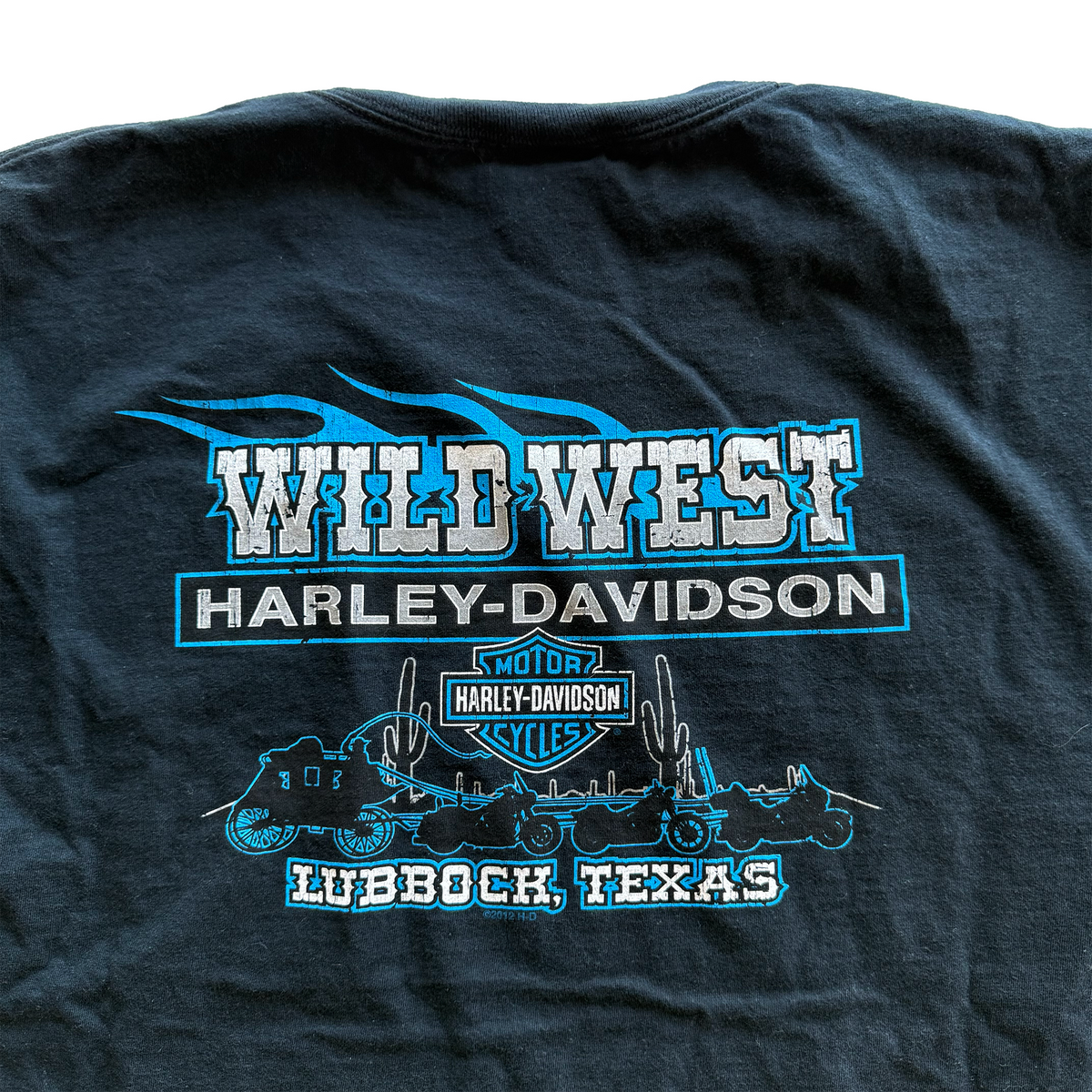 Vintage 2013 Harley Davidson Blue Flame Eagle Motorcycle Tee