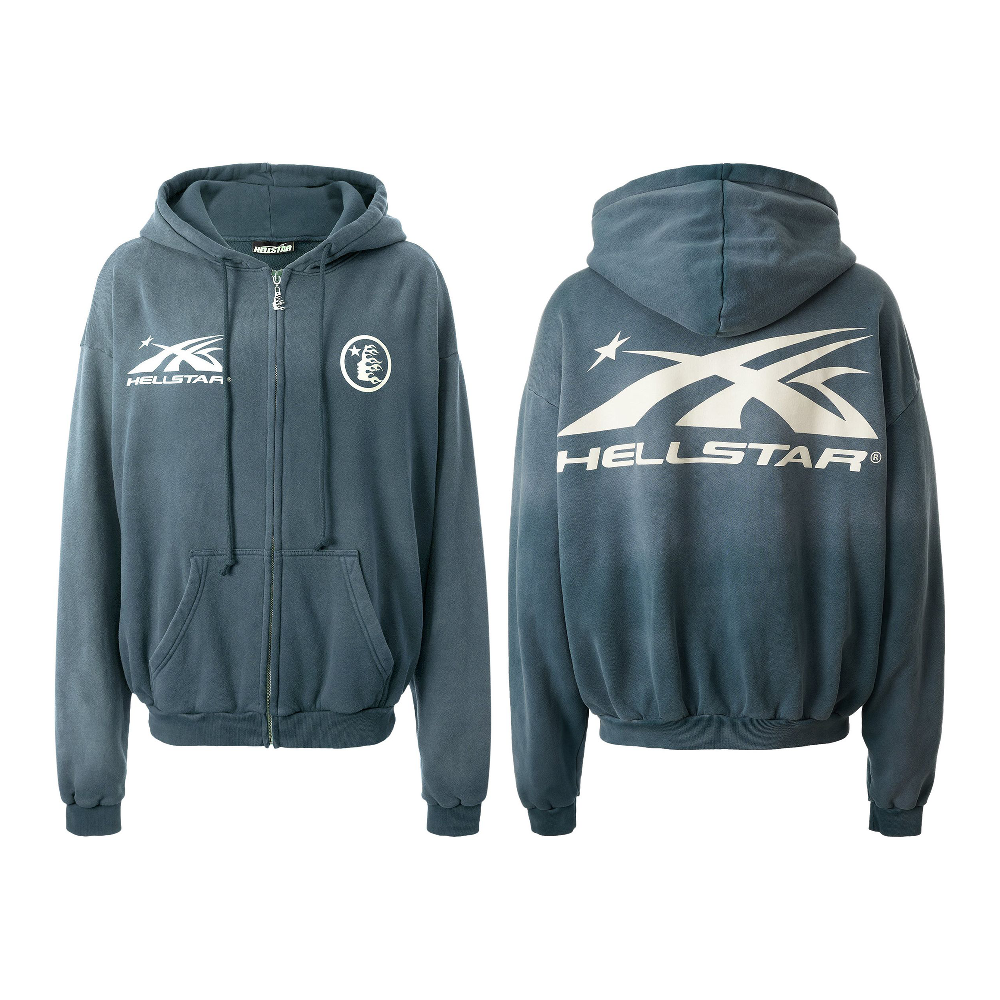 Hellstar SS24 Logo Zip Up Sweatshirt (Blue, Brown, Grey)