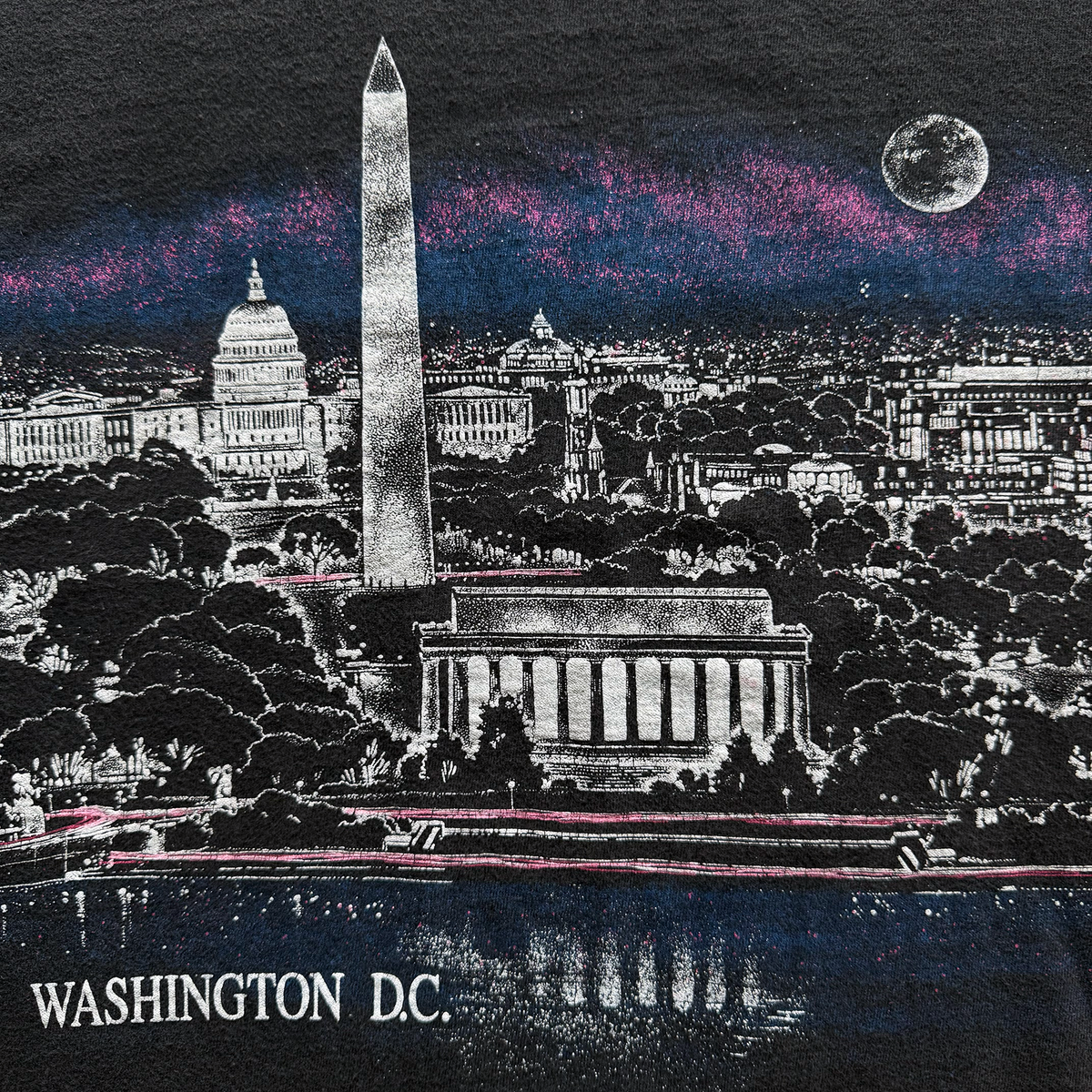 Vintage 1989 Washington DC Night Skyline USA America AOP Tee