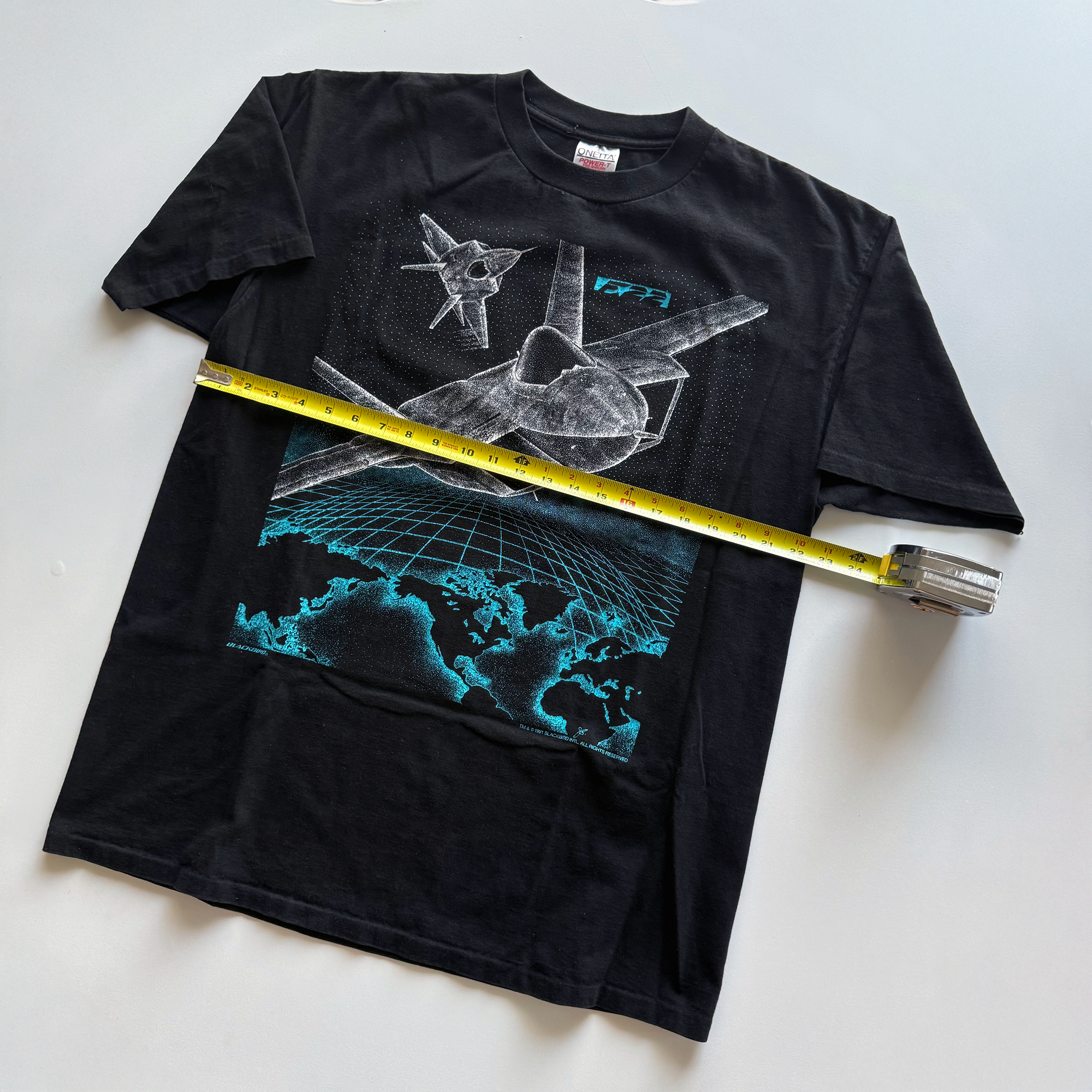 Vintage 1990s Blackbird Lockheed Martin F-22 Raptor Fighter Jet Tee