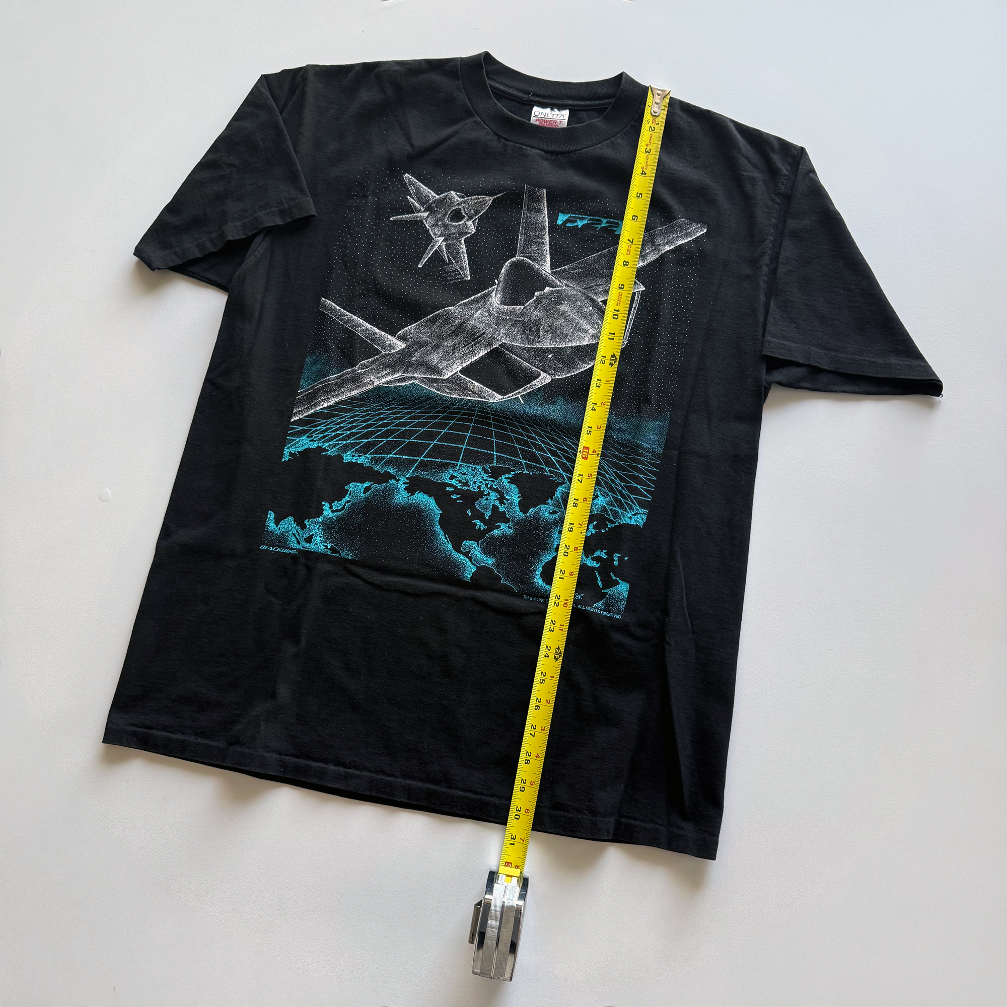 Vintage 1990s Blackbird Lockheed Martin F-22 Raptor Fighter Jet Tee