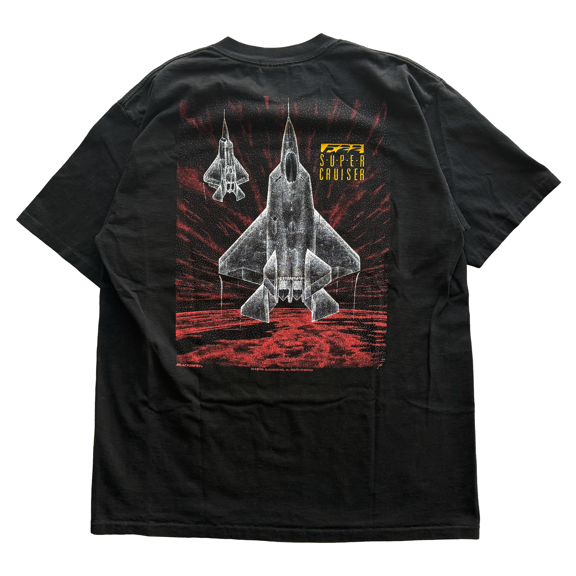 Vintage 1990s Blackbird Lockheed Martin F-22 Raptor Fighter Jet Tee