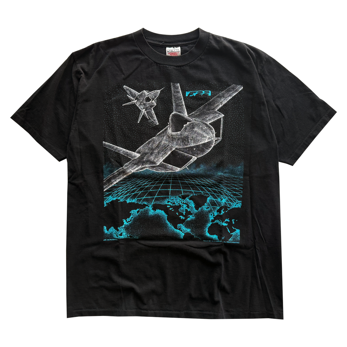 Vintage 1990s Blackbird Lockheed Martin F-22 Raptor Fighter Jet Tee