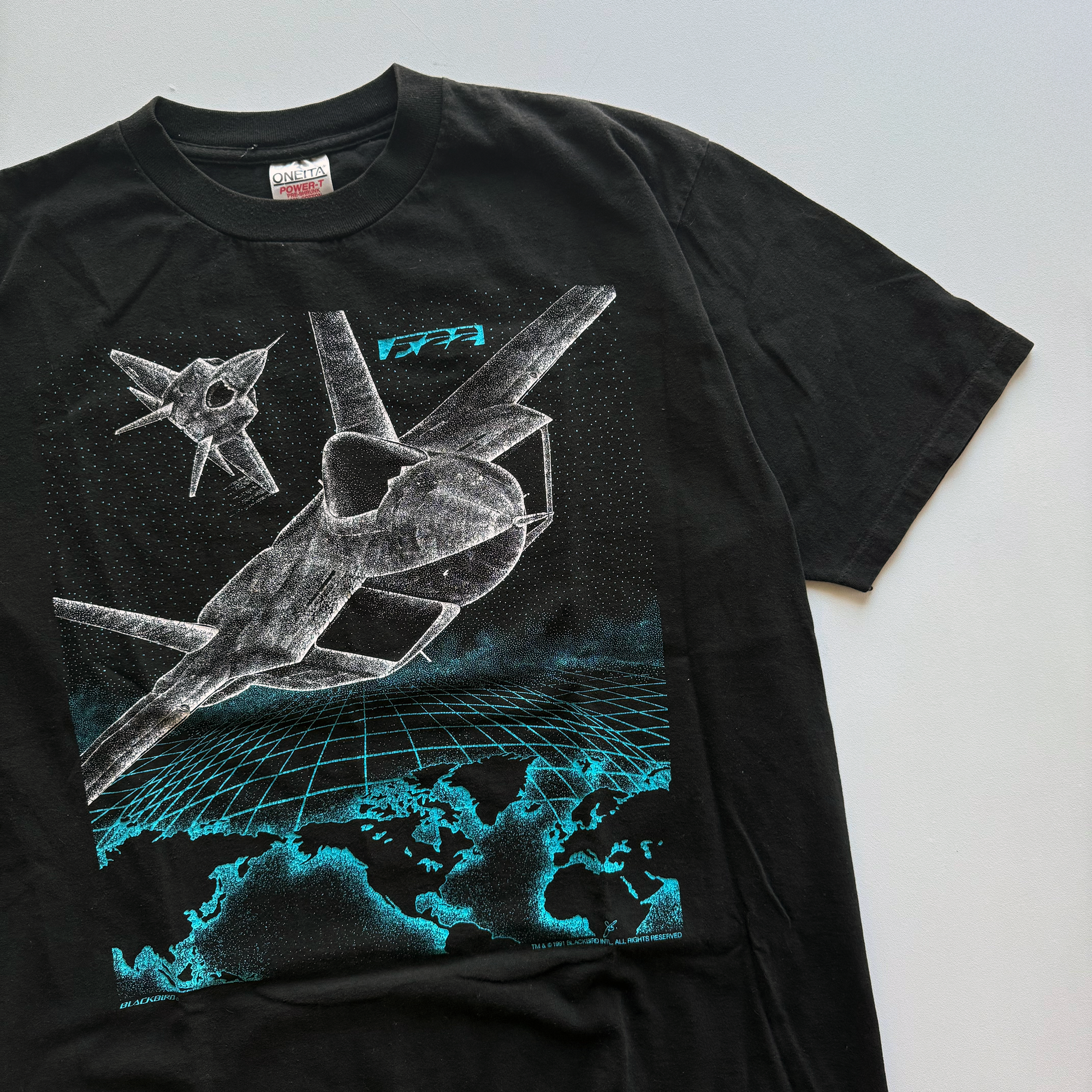 Vintage 1990s Blackbird Lockheed Martin F-22 Raptor Fighter Jet Tee