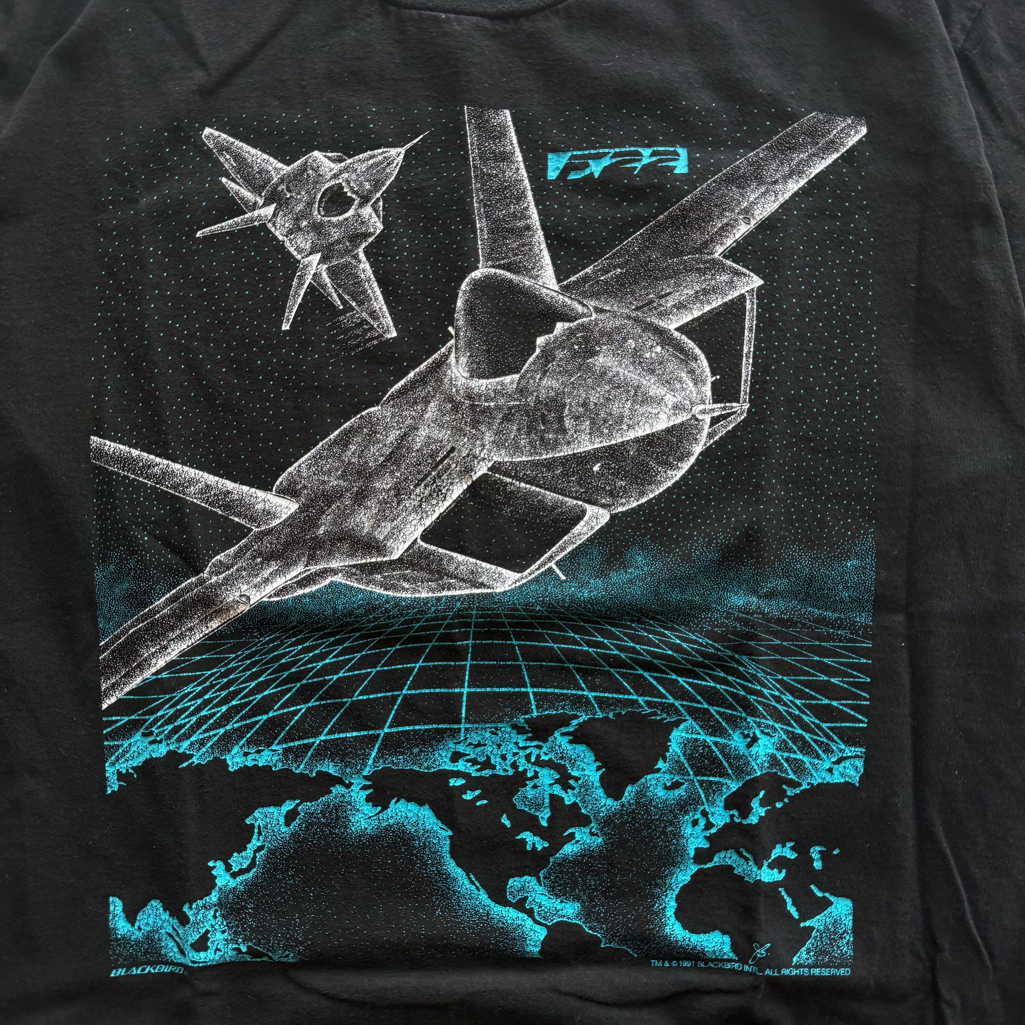 Vintage 1990s Blackbird Lockheed Martin F-22 Raptor Fighter Jet Tee