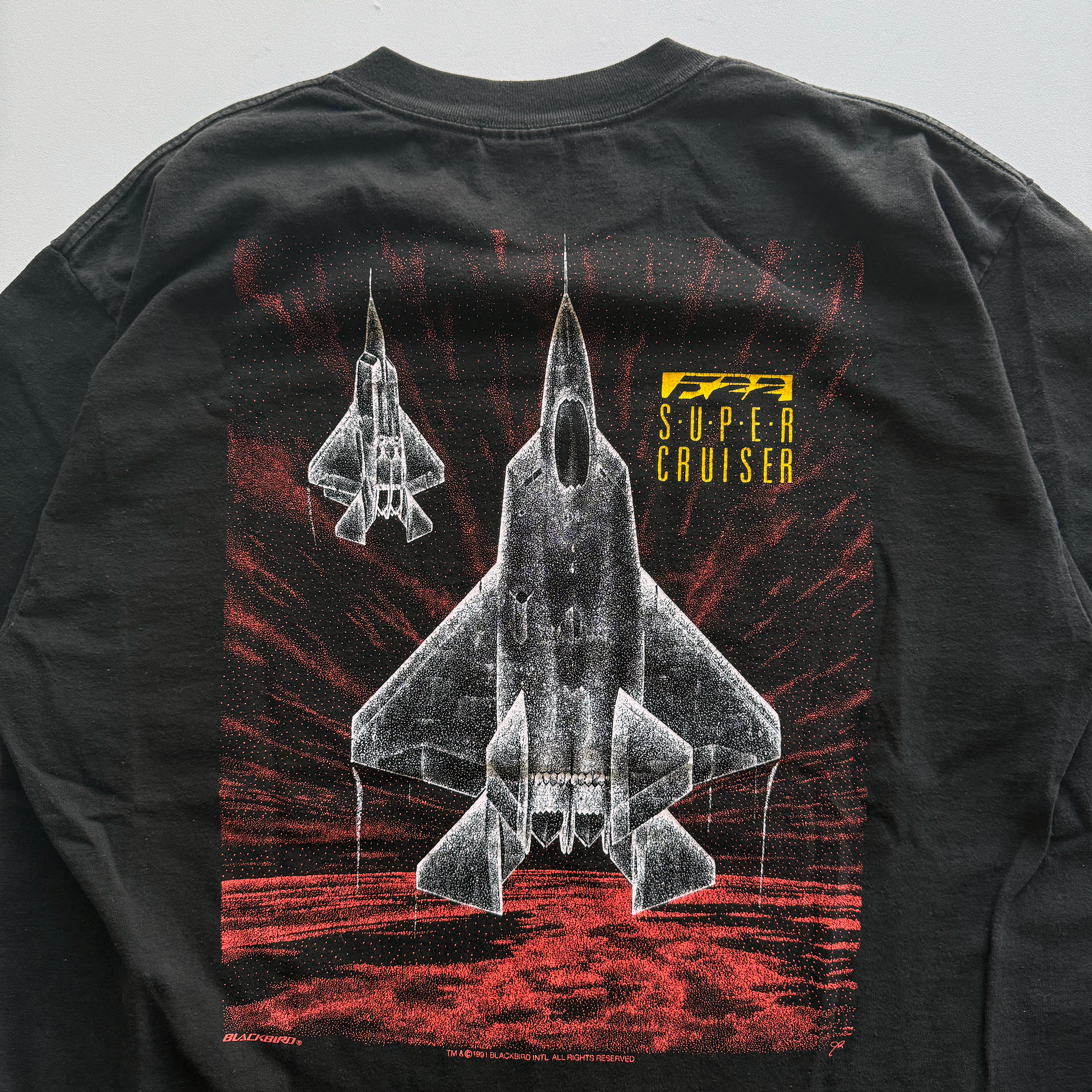 Vintage 1990s Blackbird Lockheed Martin F-22 Raptor Fighter Jet Tee