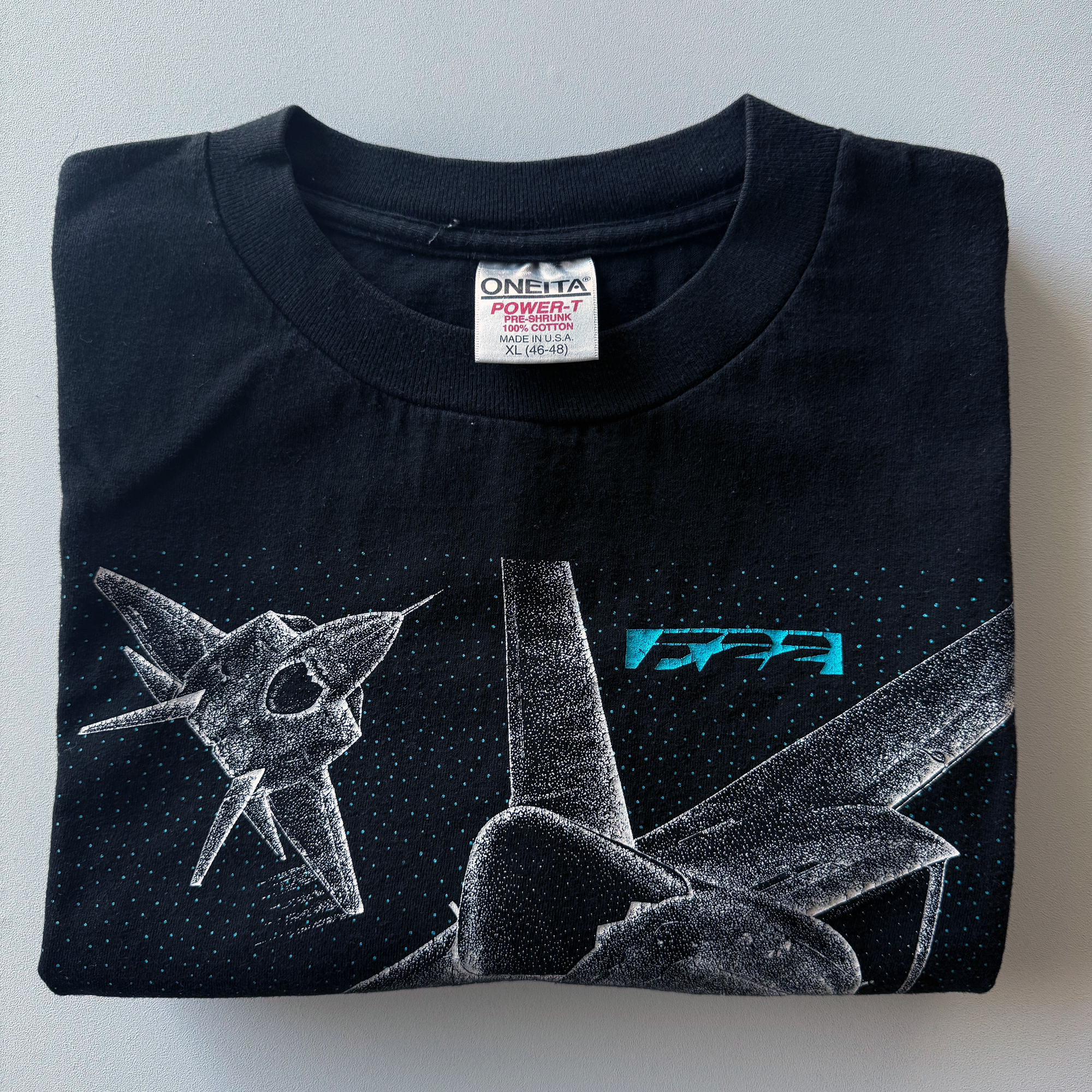 Vintage 1990s Blackbird Lockheed Martin F-22 Raptor Fighter Jet Tee