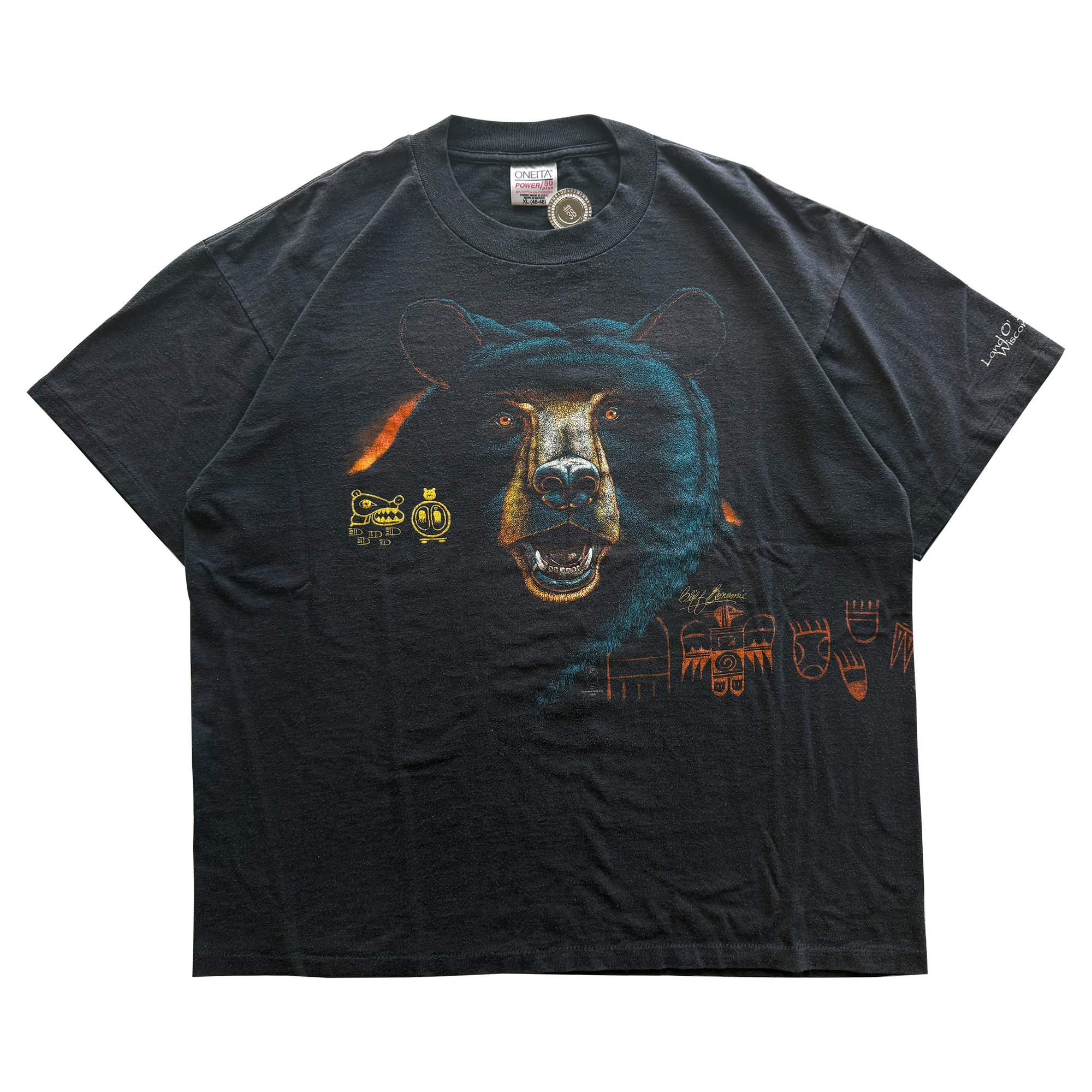 Vintage 1989 Black Bear Land o' Lakes AOP Tee