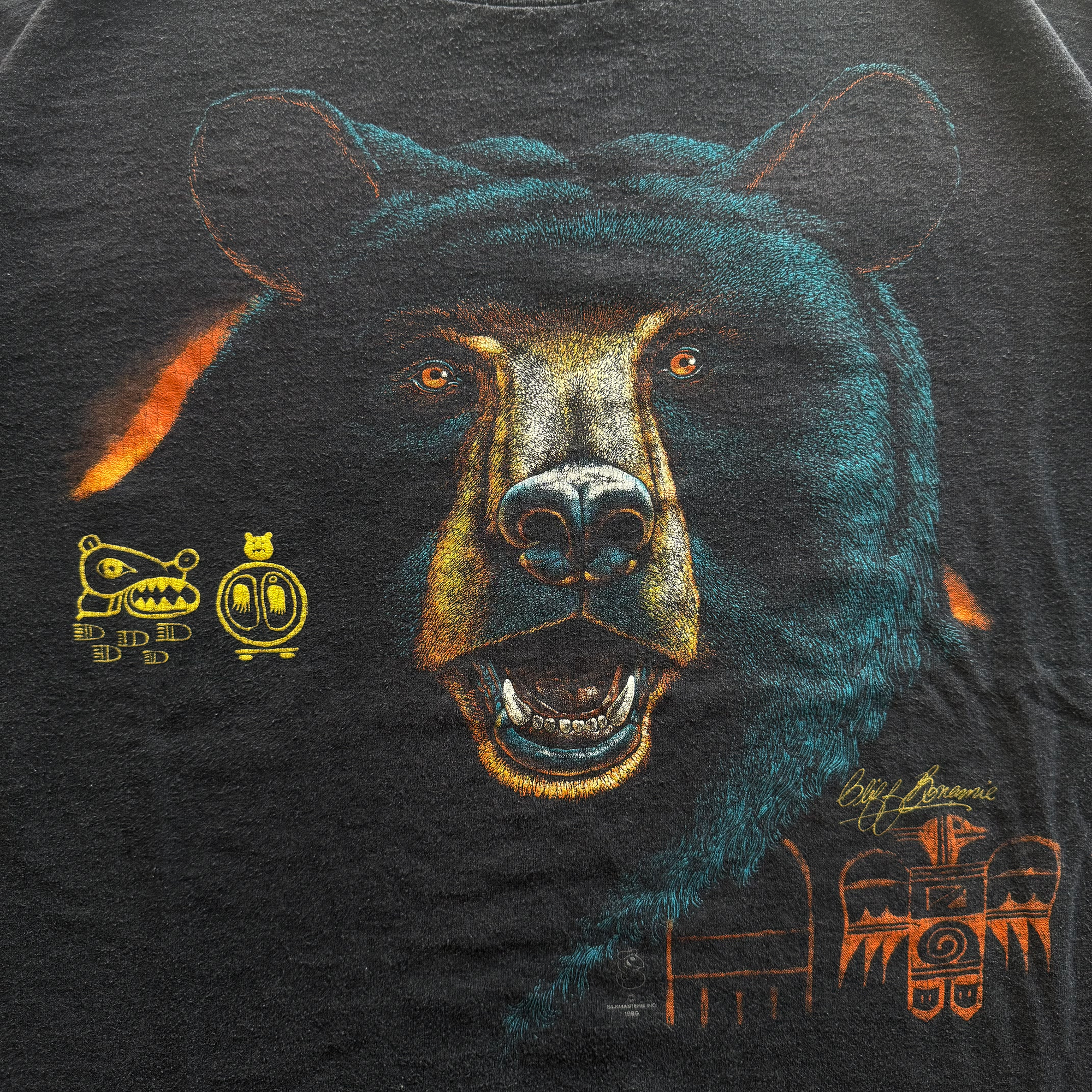 Vintage 1989 Black Bear Land o' Lakes AOP Tee
